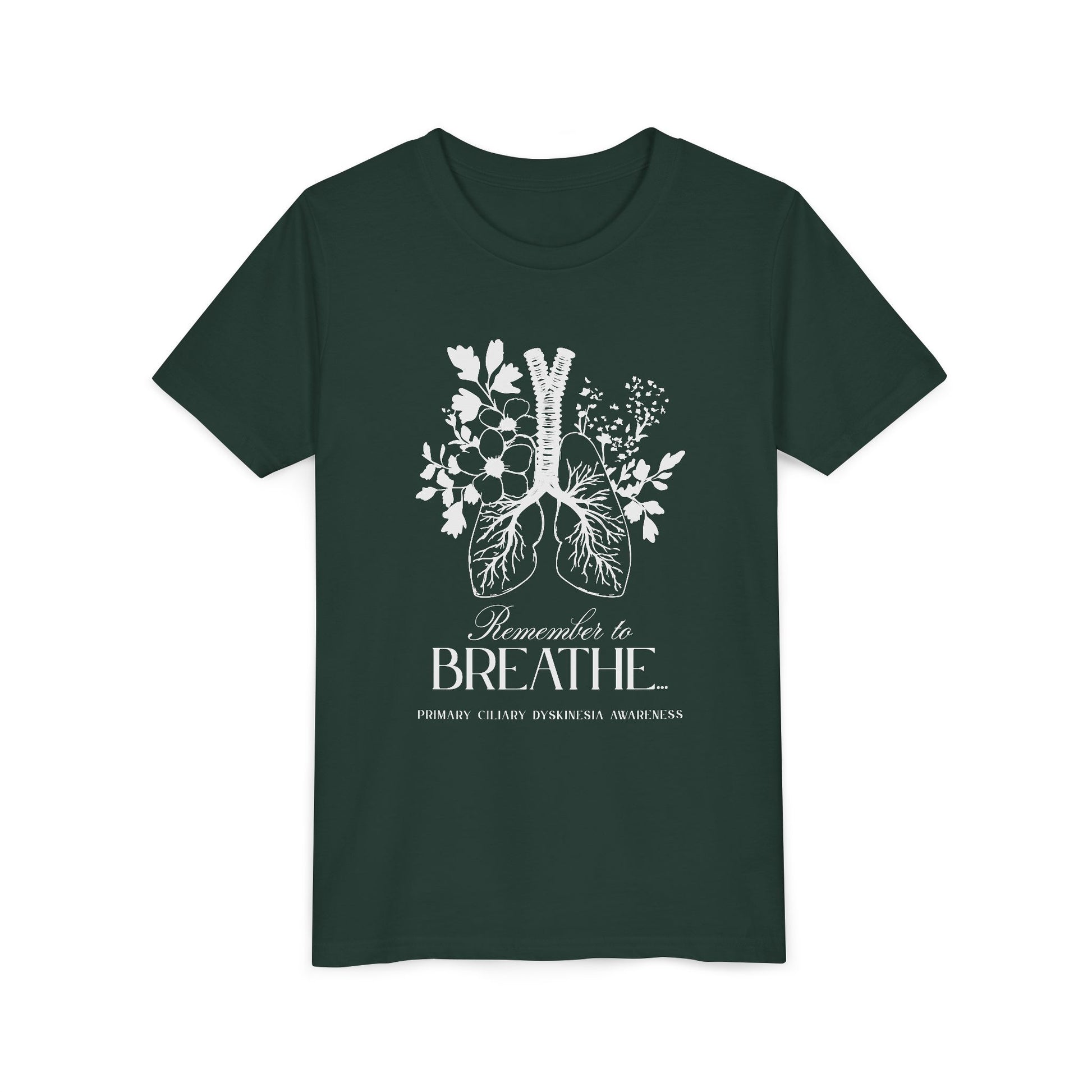 Youth Tee: Remember to Breathe- PCD Awareness