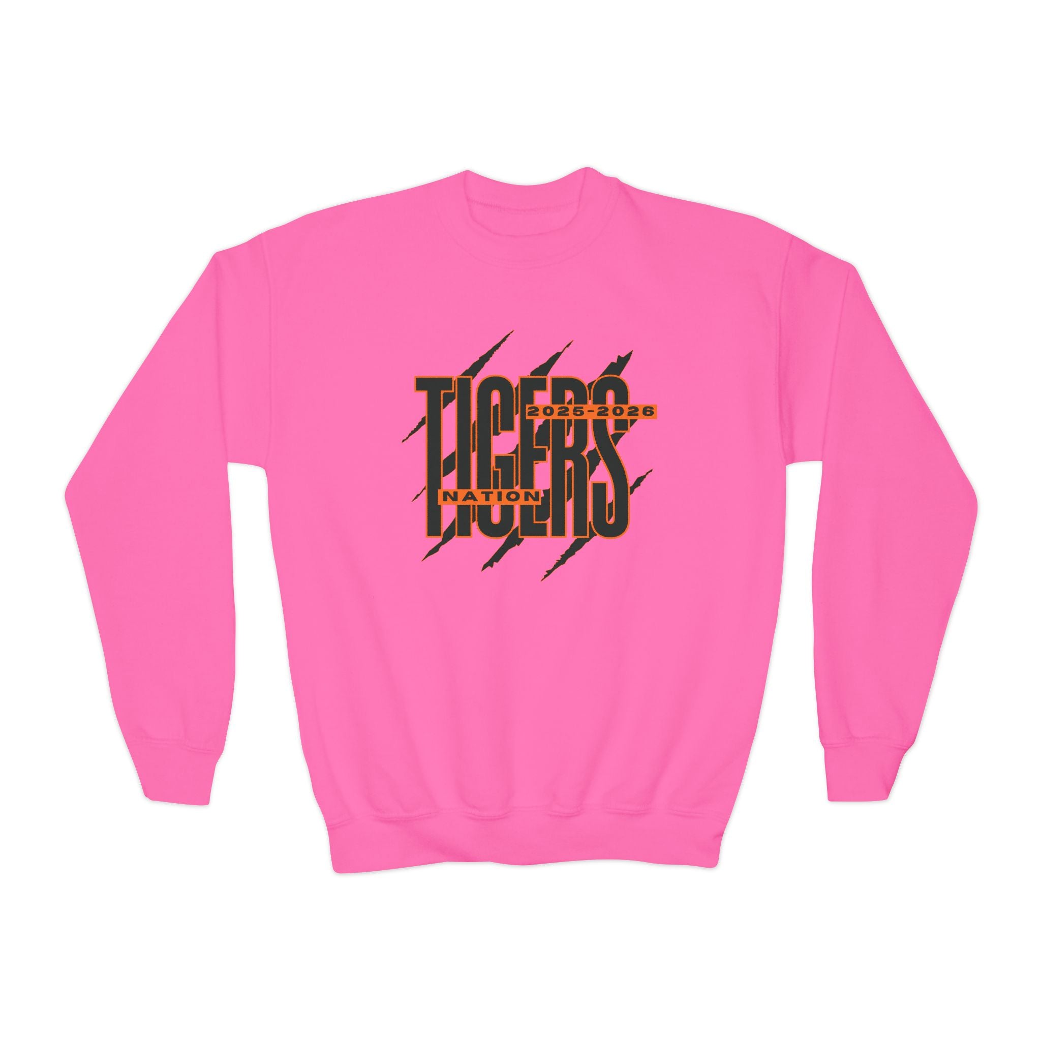 Youth Tiger Nation Crewneck Sweatshirt — Bold Tiger Graphic Pullover