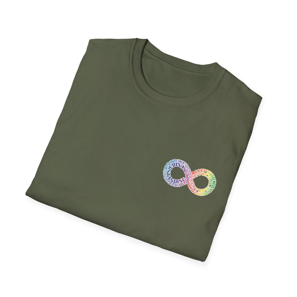 Neurodivergent Awareness T-Shirt — Colorful Brain Infinity Symbol
