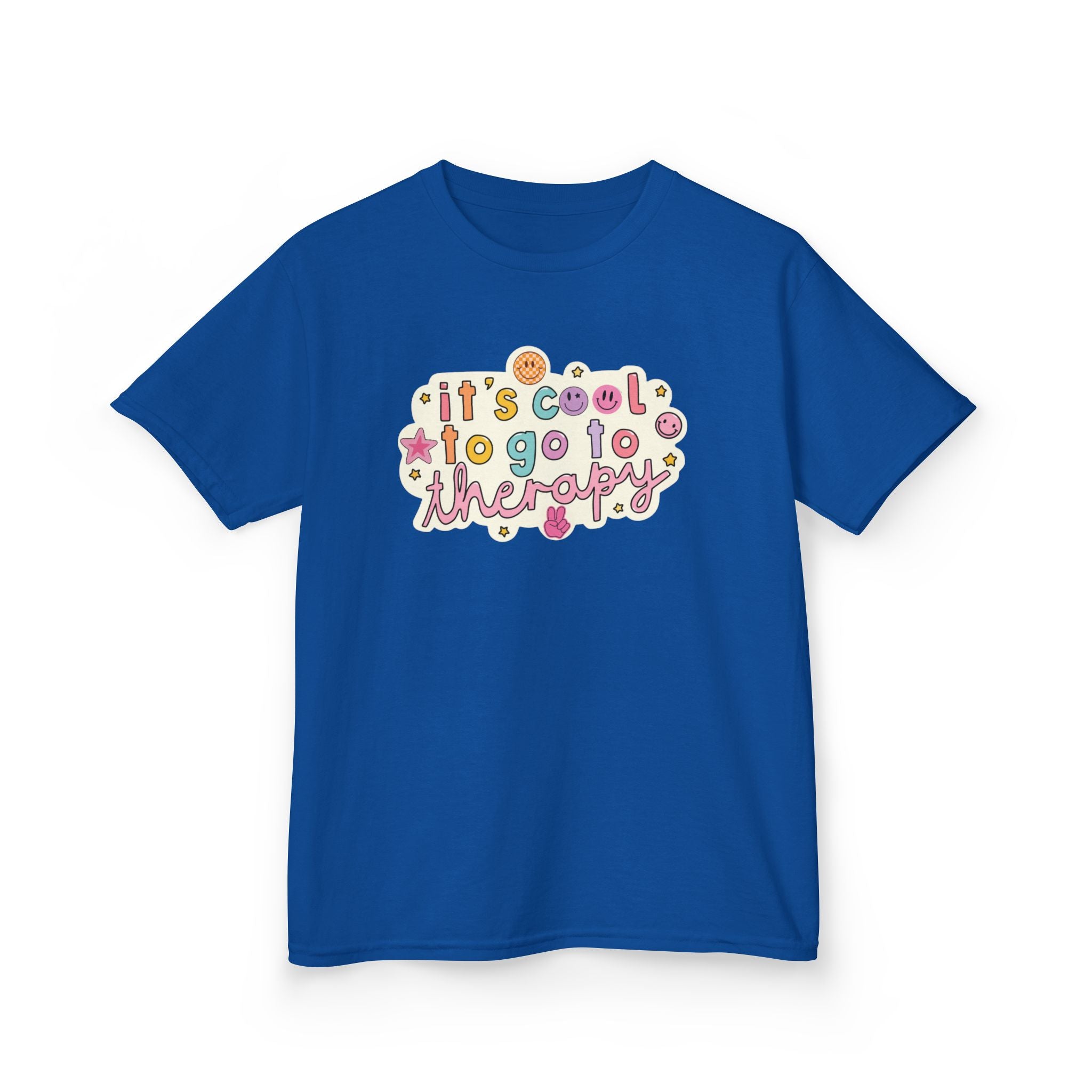 Kids Tee — "It's Cool to Go to Therapy" Retro Flower Therapy Tee