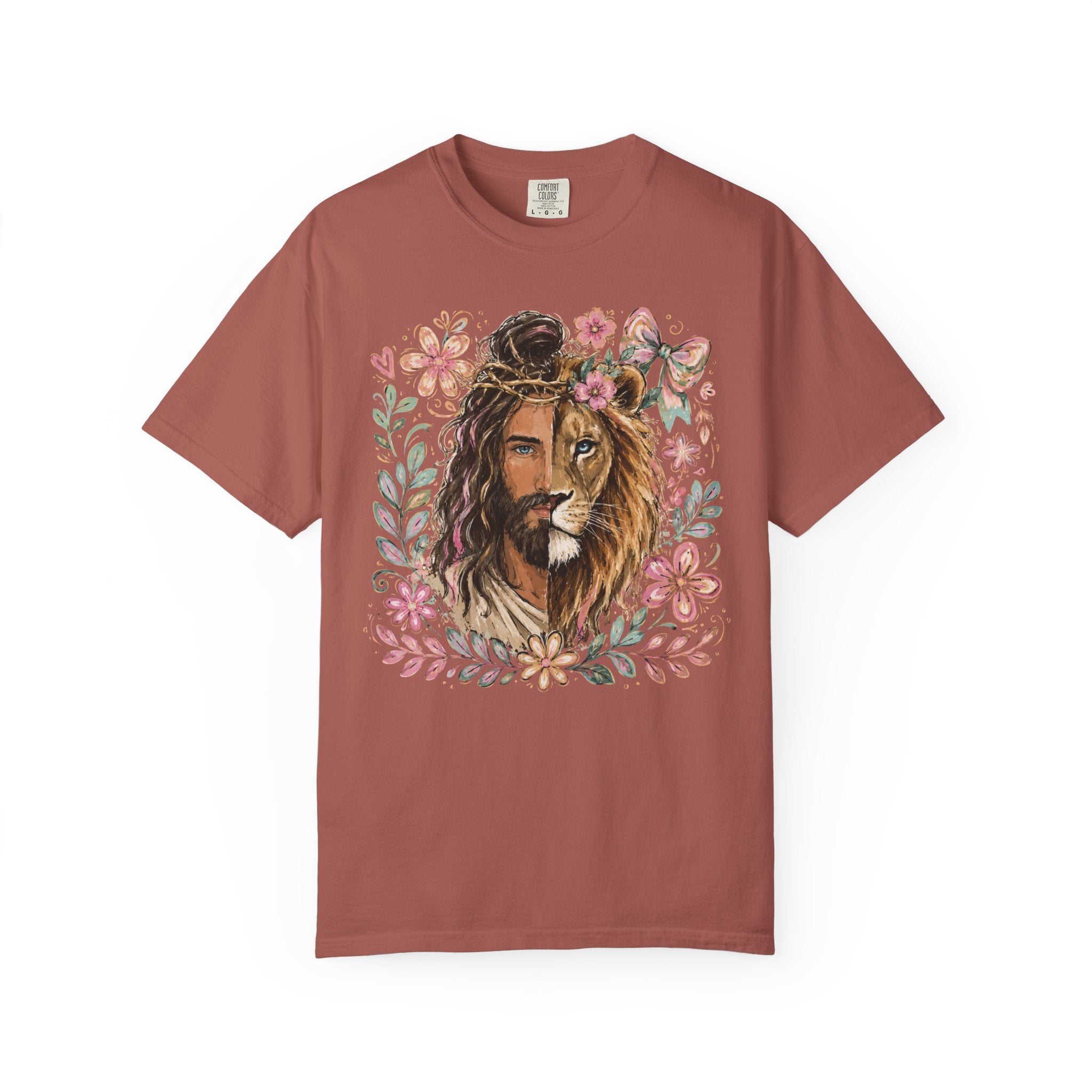 Lion of Judah T‑Shirt — Jesus and Lion Floral Faith Tee