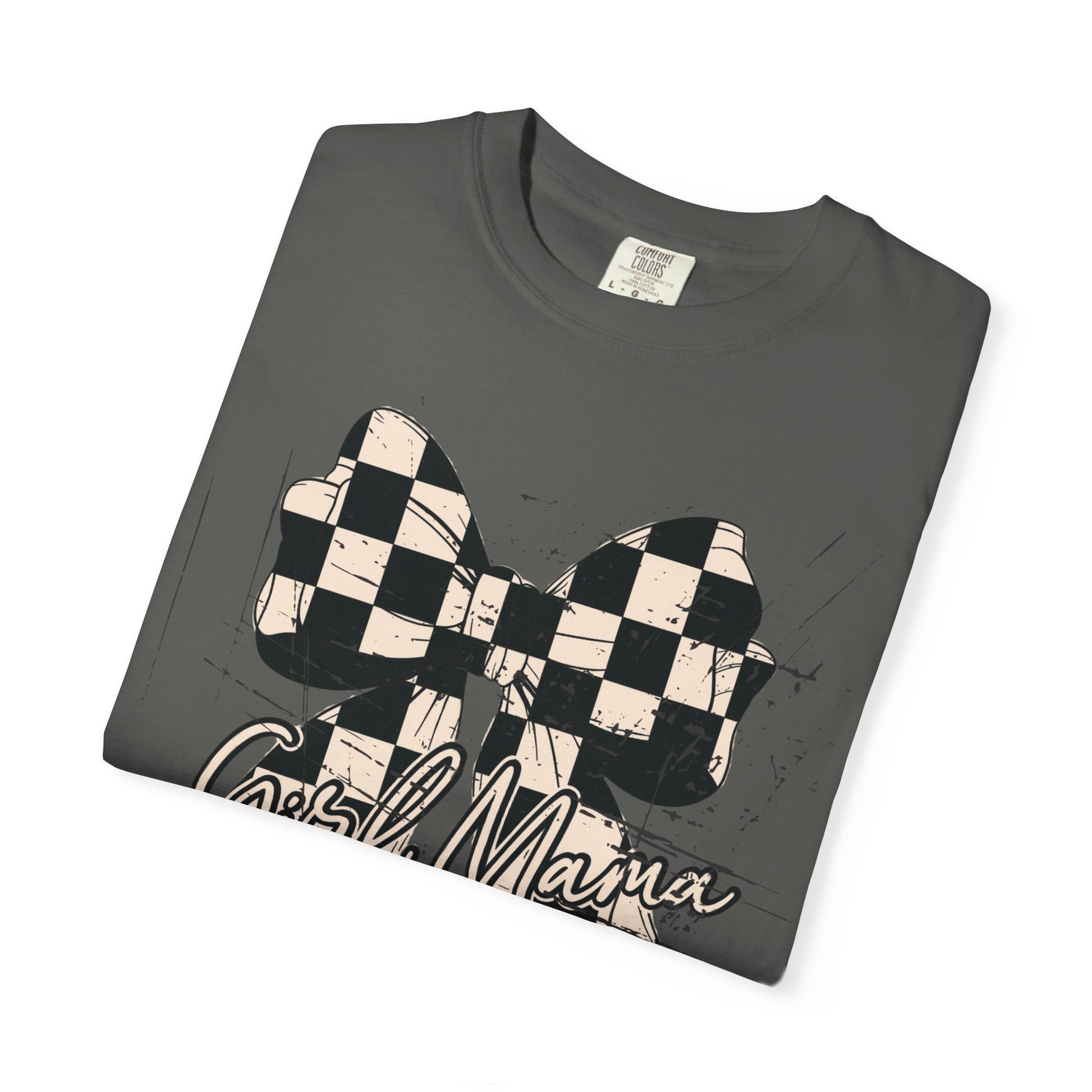 Girl Mama-Distressed Checkered Coquette Tee