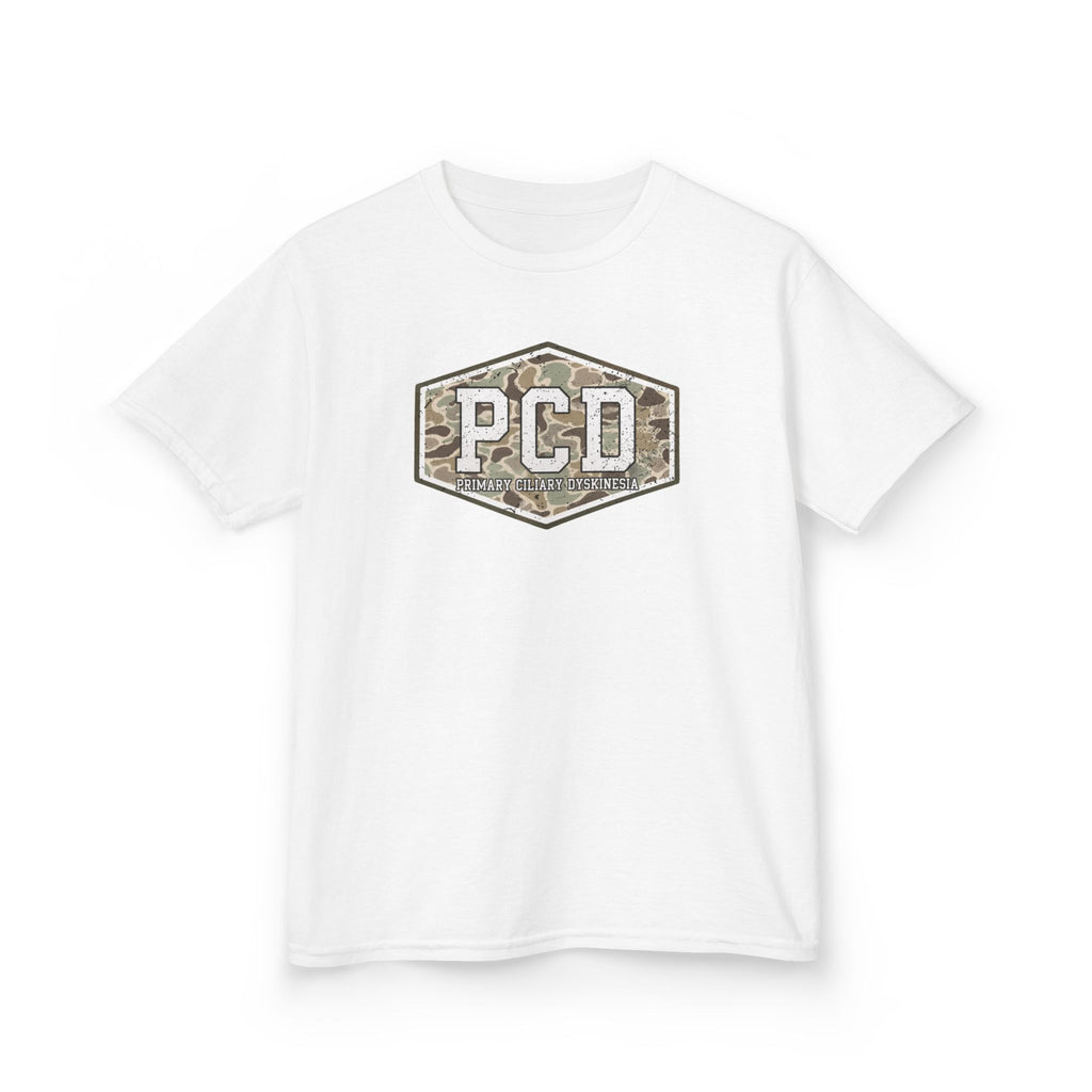 Youth PCD Camo Logo T-Shirt — Primary Ciliary Dyskinesia Awareness Tee