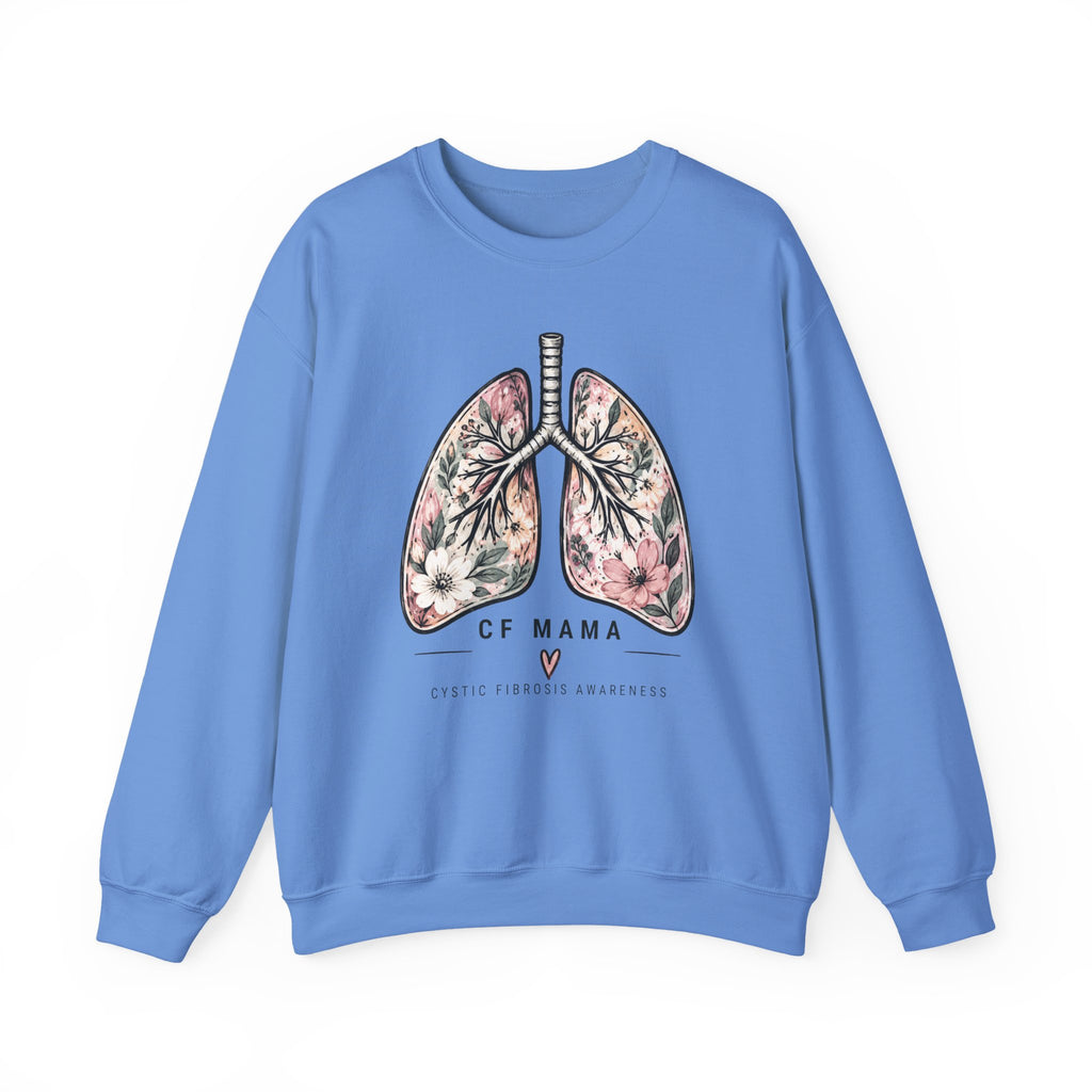 Lung Floral Crewneck Sweatshirt — CF MAMA Respiratory Awareness Pullover