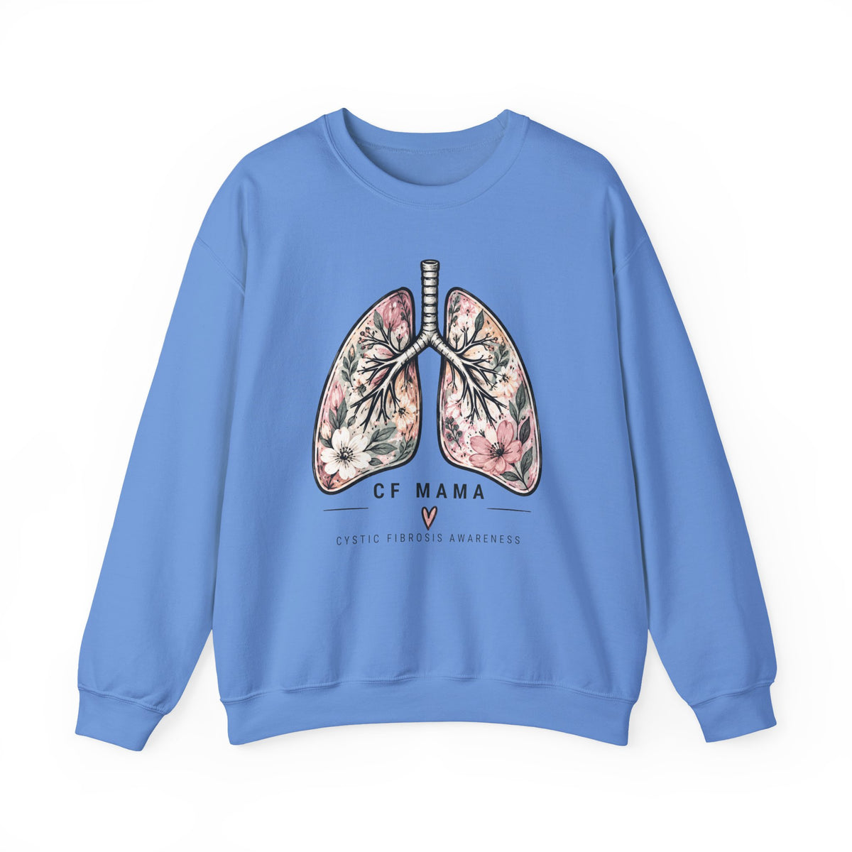 Lung Floral Crewneck Sweatshirt — CF MAMA Respiratory Awareness Pullover