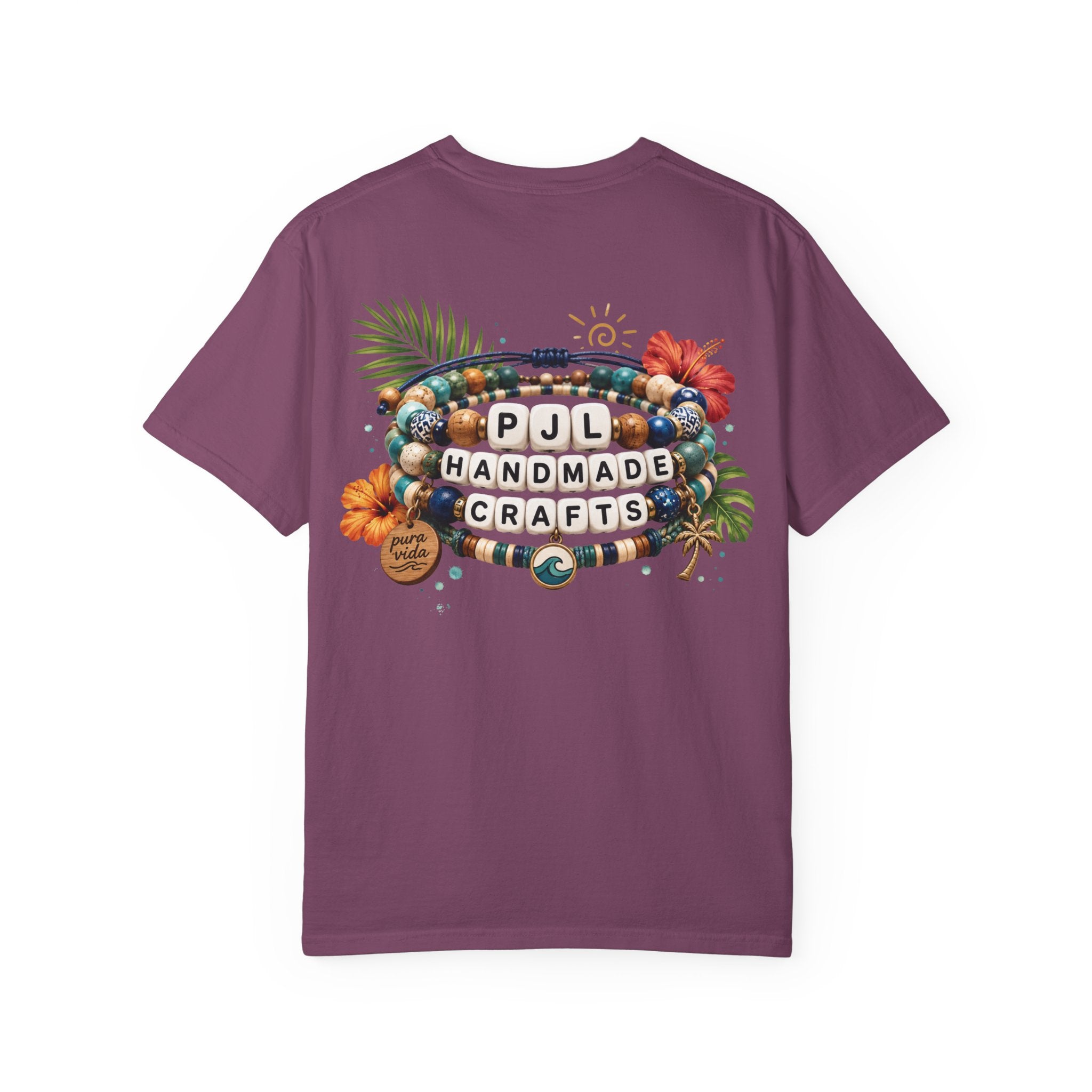 PJL Handmade Crafts Beaded Logo T-Shirt