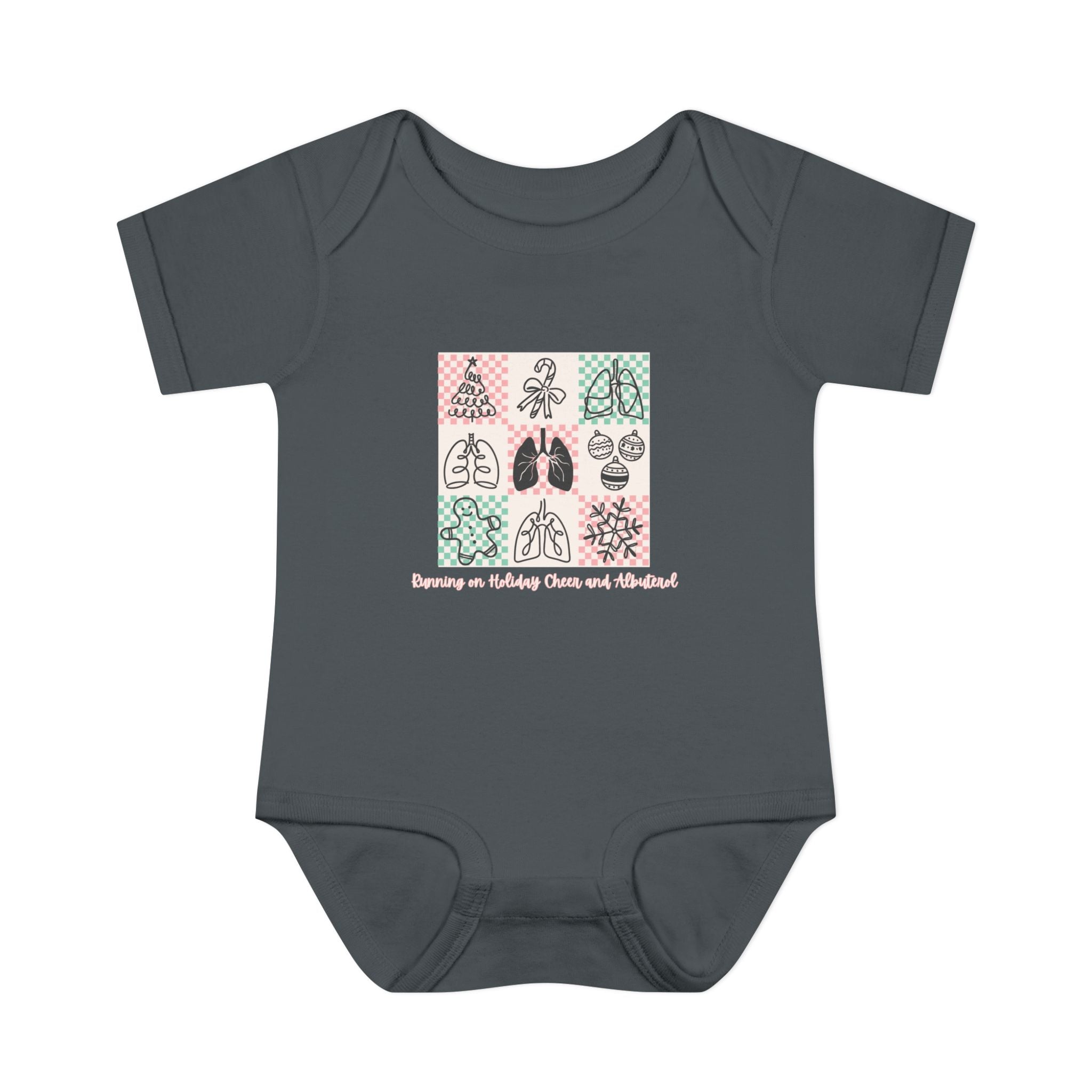 Infant Onesie Running on Holiday Cheer and Albuterol