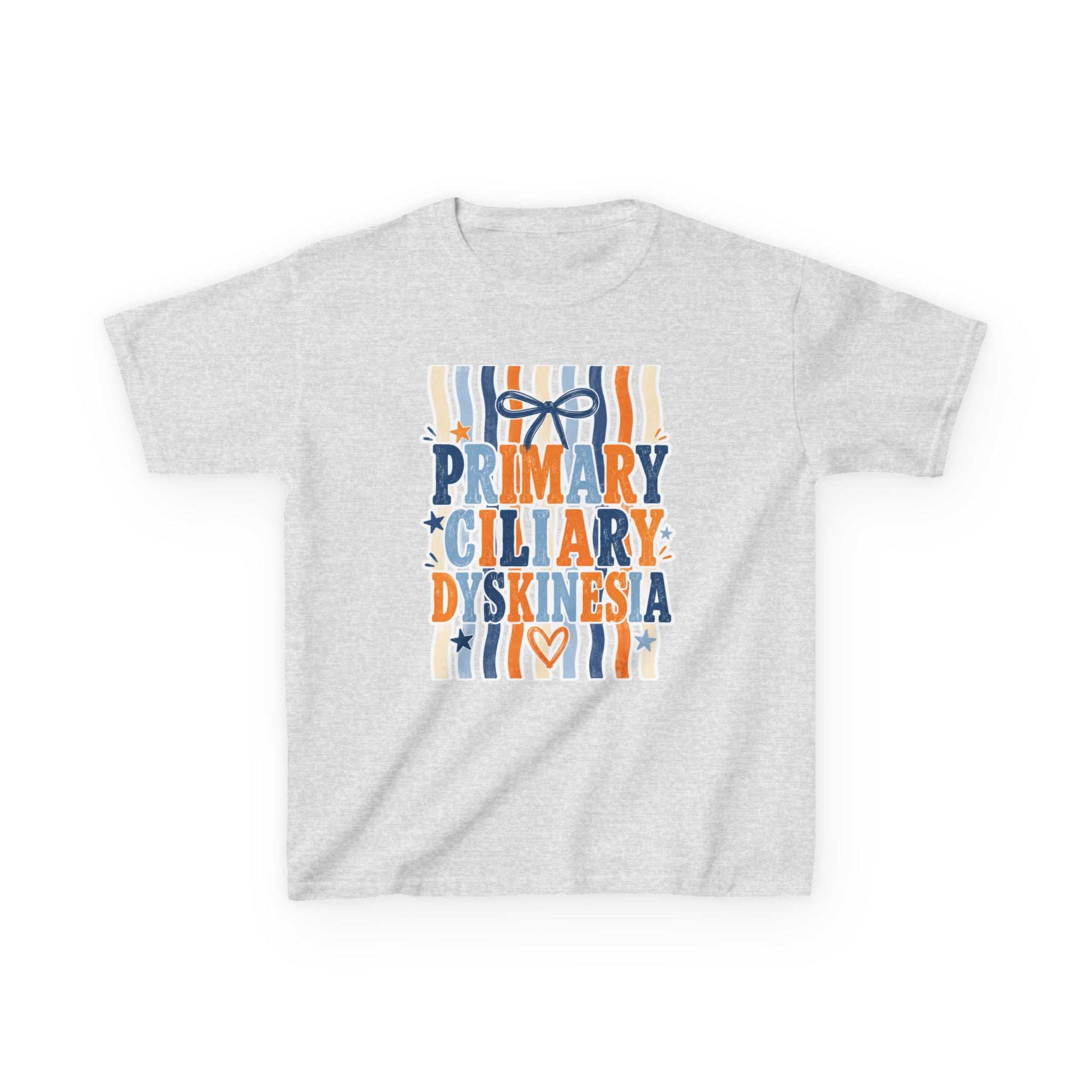 The Jentri- Primary Ciliary Dyskinesia Awareness Kids Tee — Orange & Blue Ribbon Design