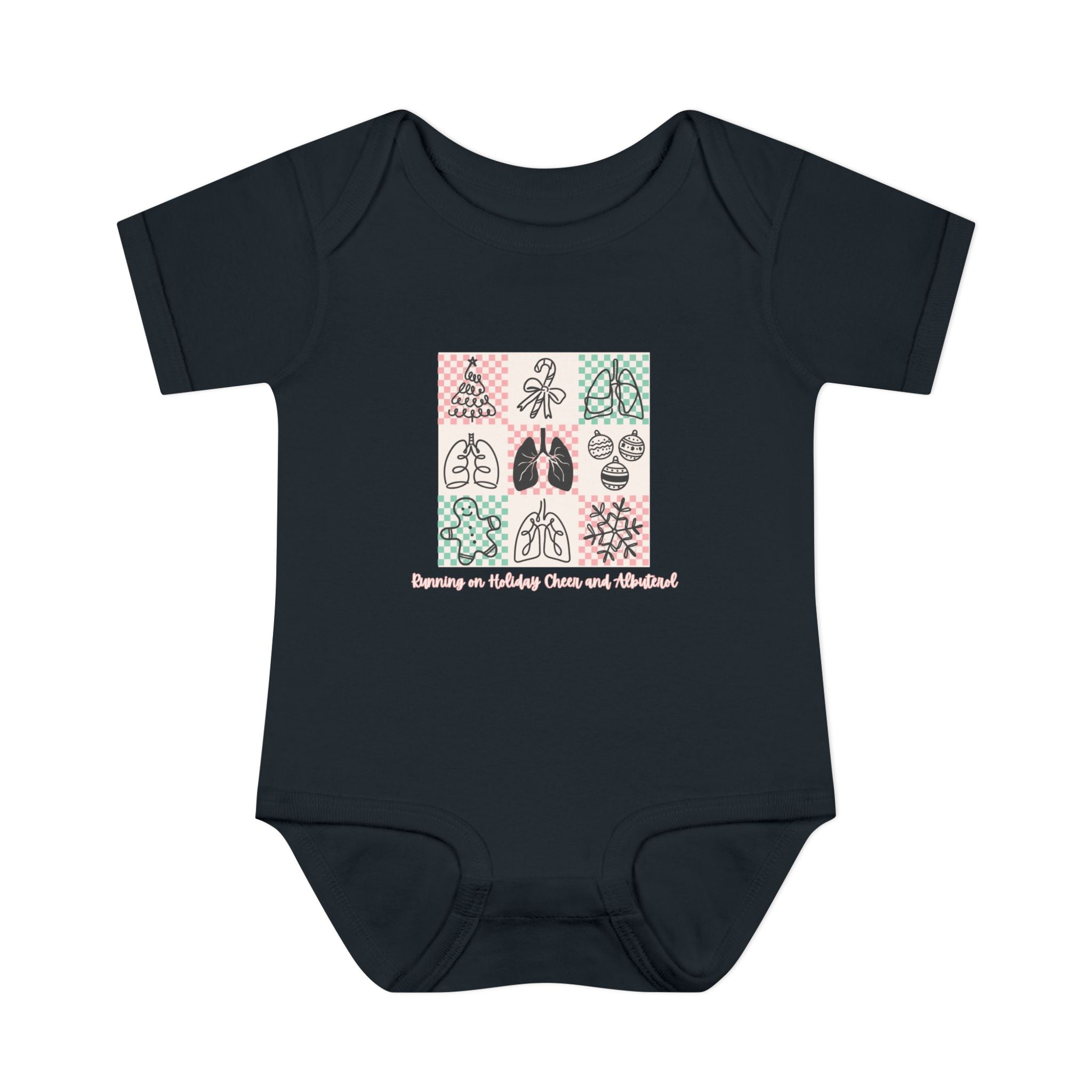 Infant Onesie Running on Holiday Cheer and Albuterol