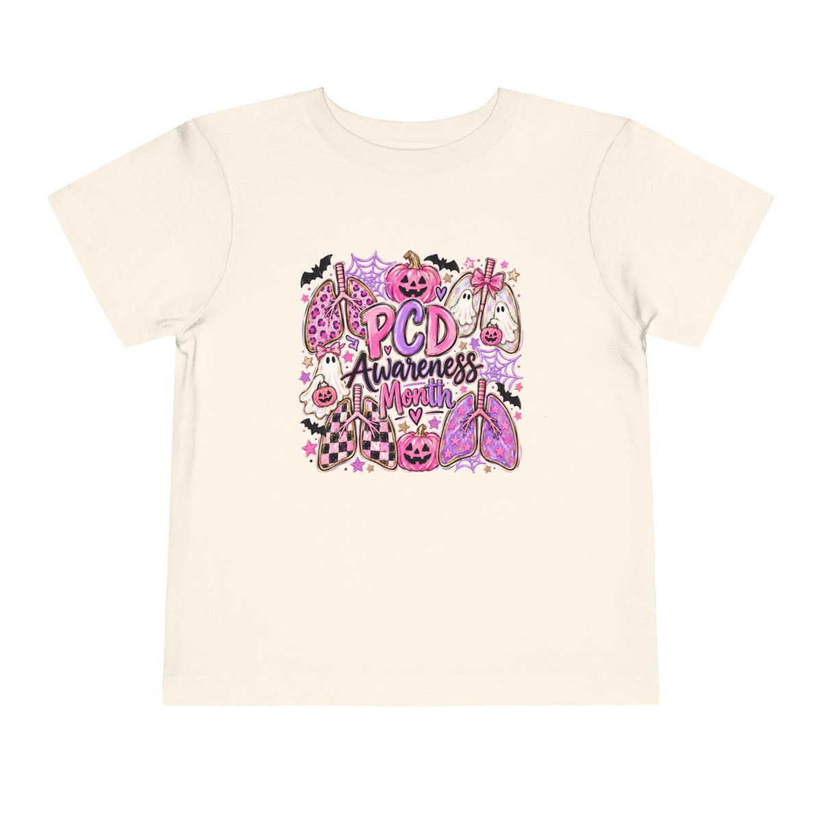 Toddler Tee — "PCD Awareness" Pink Halloween Lungs Design