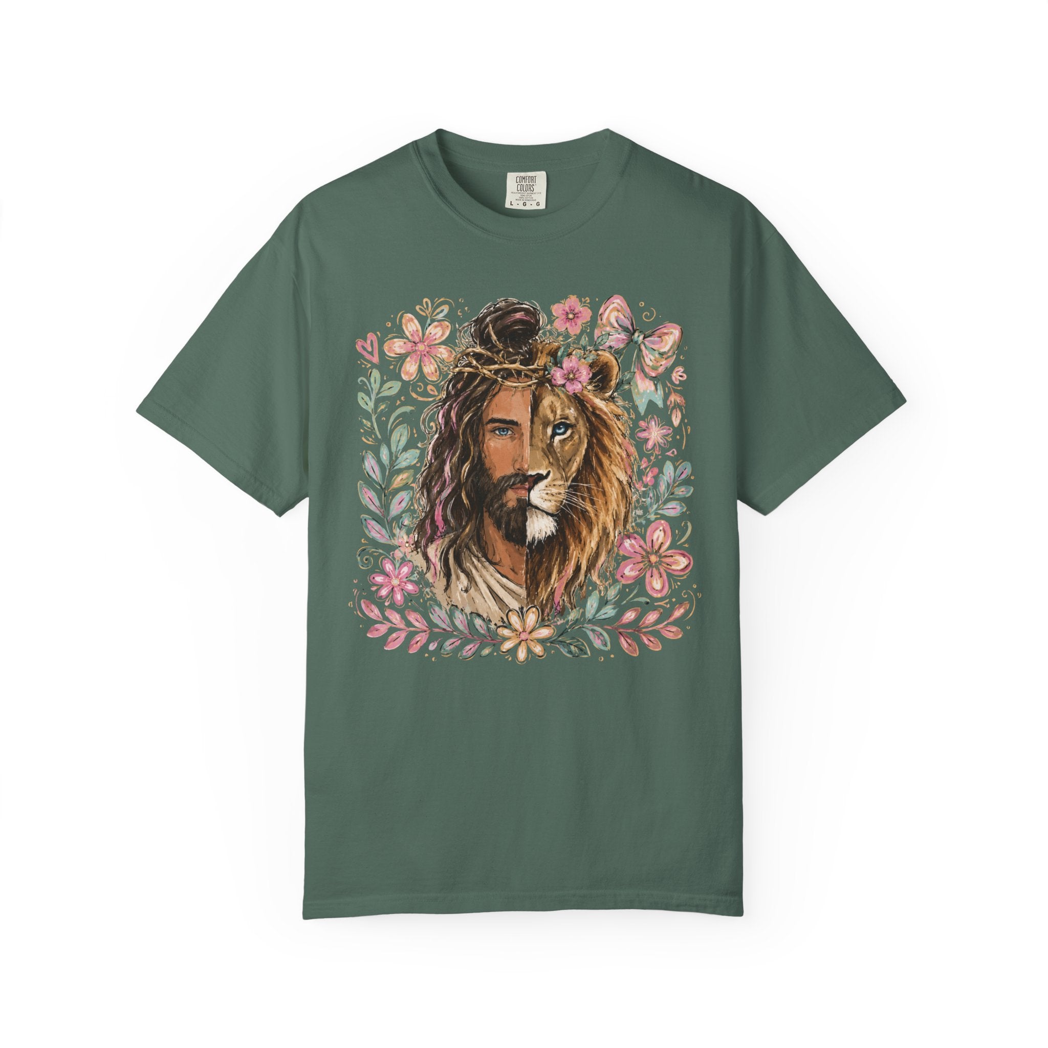Lion of Judah T‑Shirt — Jesus and Lion Floral Faith Tee