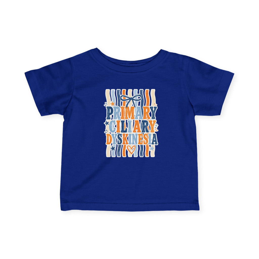 Infant Jentri Primary Ciliary Dyskinesia  Tee — Awareness Baby Shirt (Blue & Orange Ribbon)