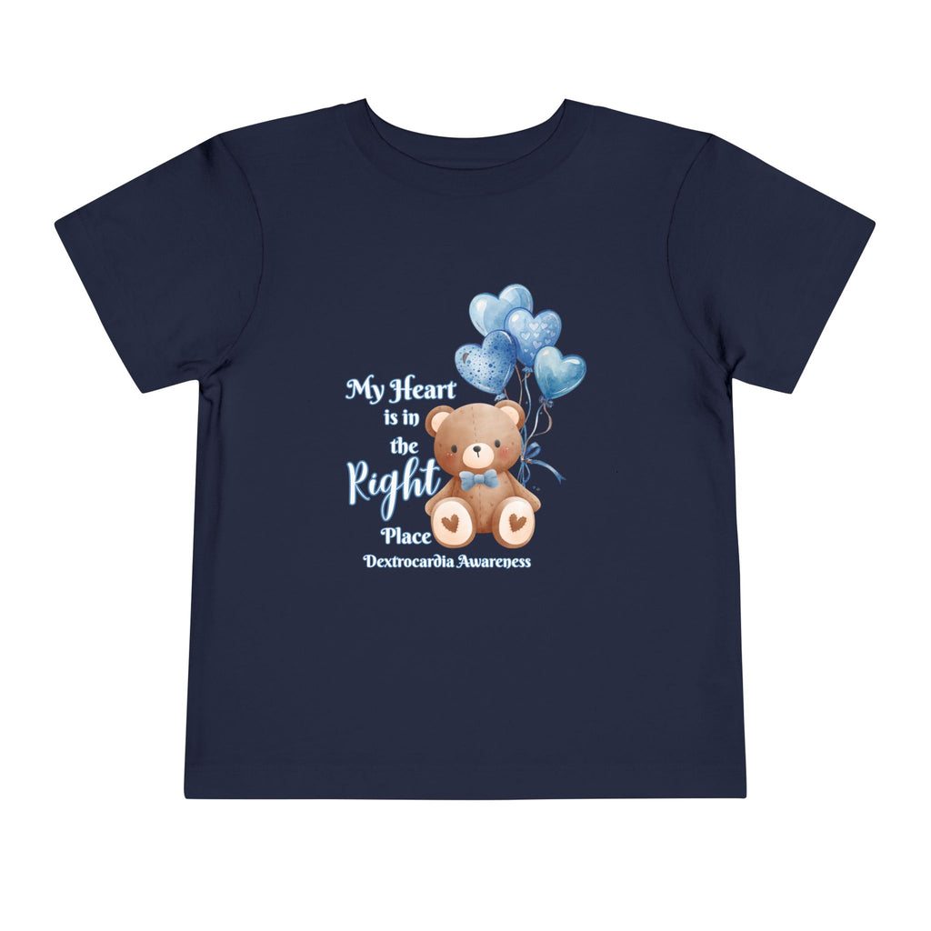 Toddler Tee — "My Heart Is in the Right Place" Dextrocardia Bear