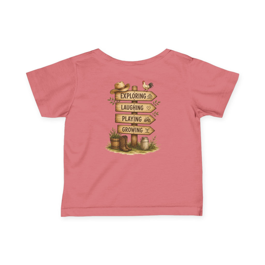 Infant Tee — “Grandkids Camp with Nonnie & Papa” Baby Shirt (Exploring, Laughing, Playing, Growing)