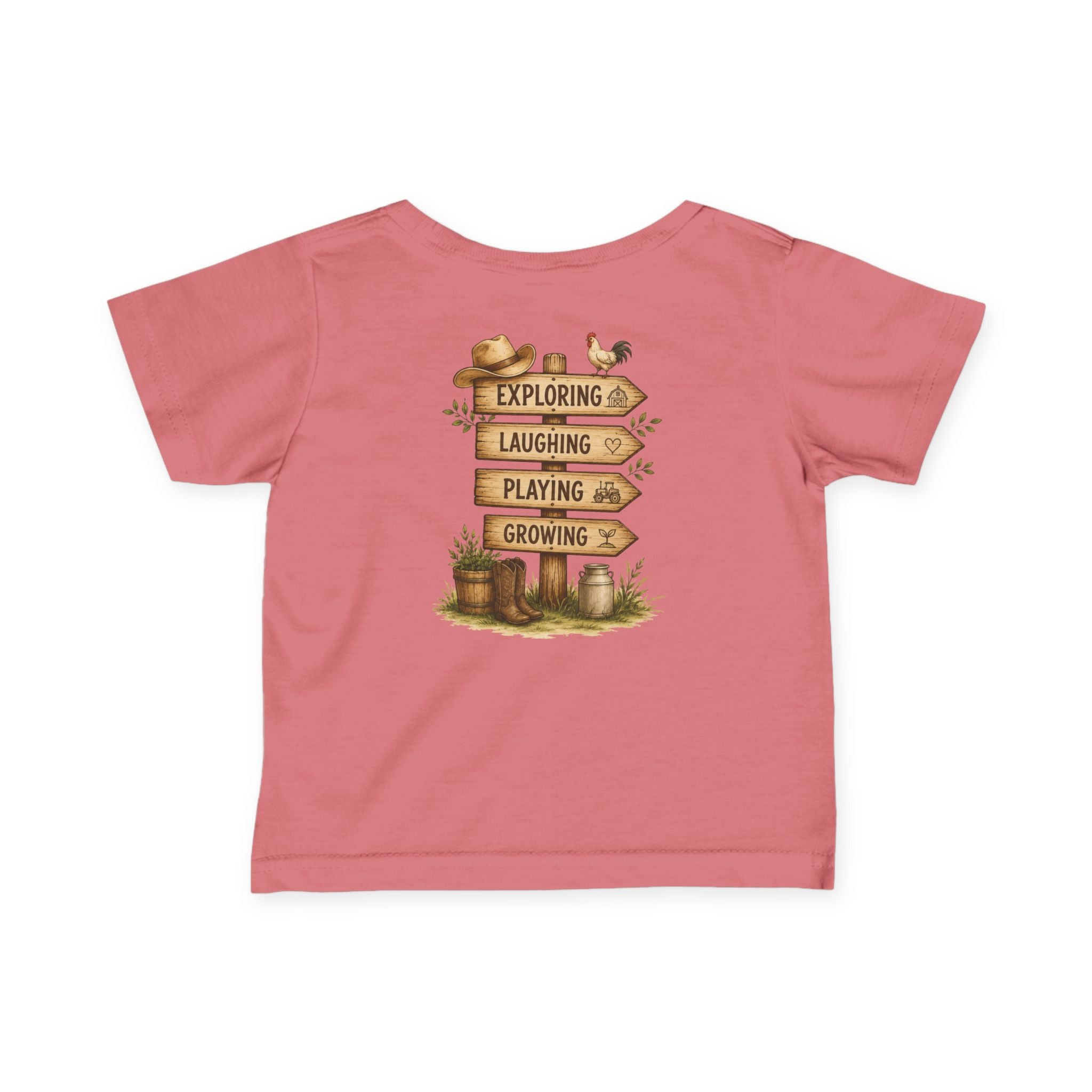 Infant Tee — “Grandkids Camp with Nonnie & Papa” Baby Shirt (Exploring, Laughing, Playing, Growing)