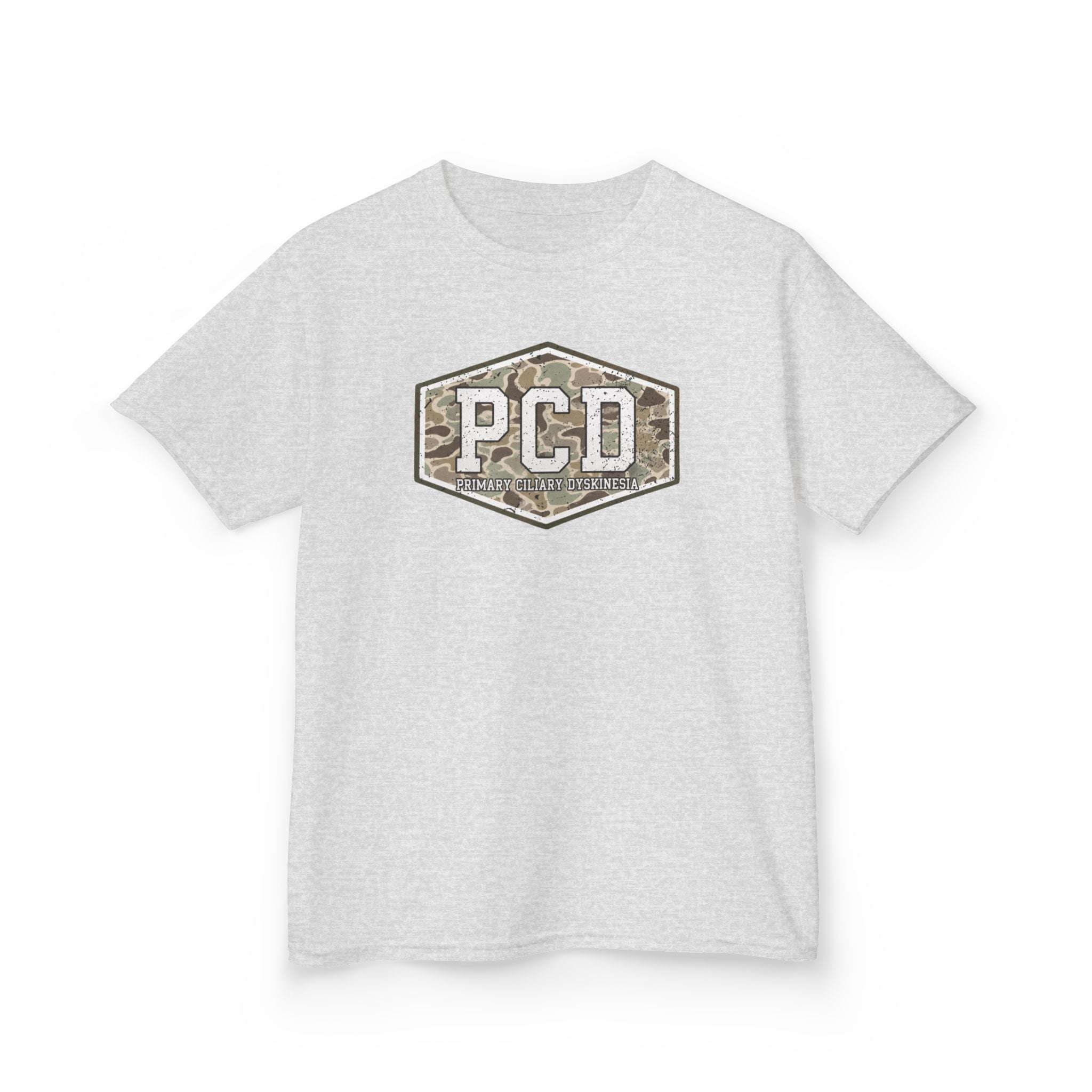 Youth PCD Camo Logo T-Shirt — Primary Ciliary Dyskinesia Awareness Tee
