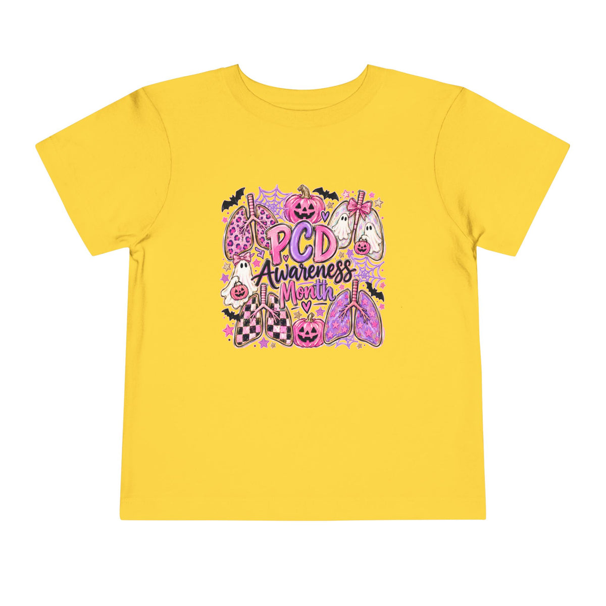 Toddler Tee — "PCD Awareness" Pink Halloween Lungs Design