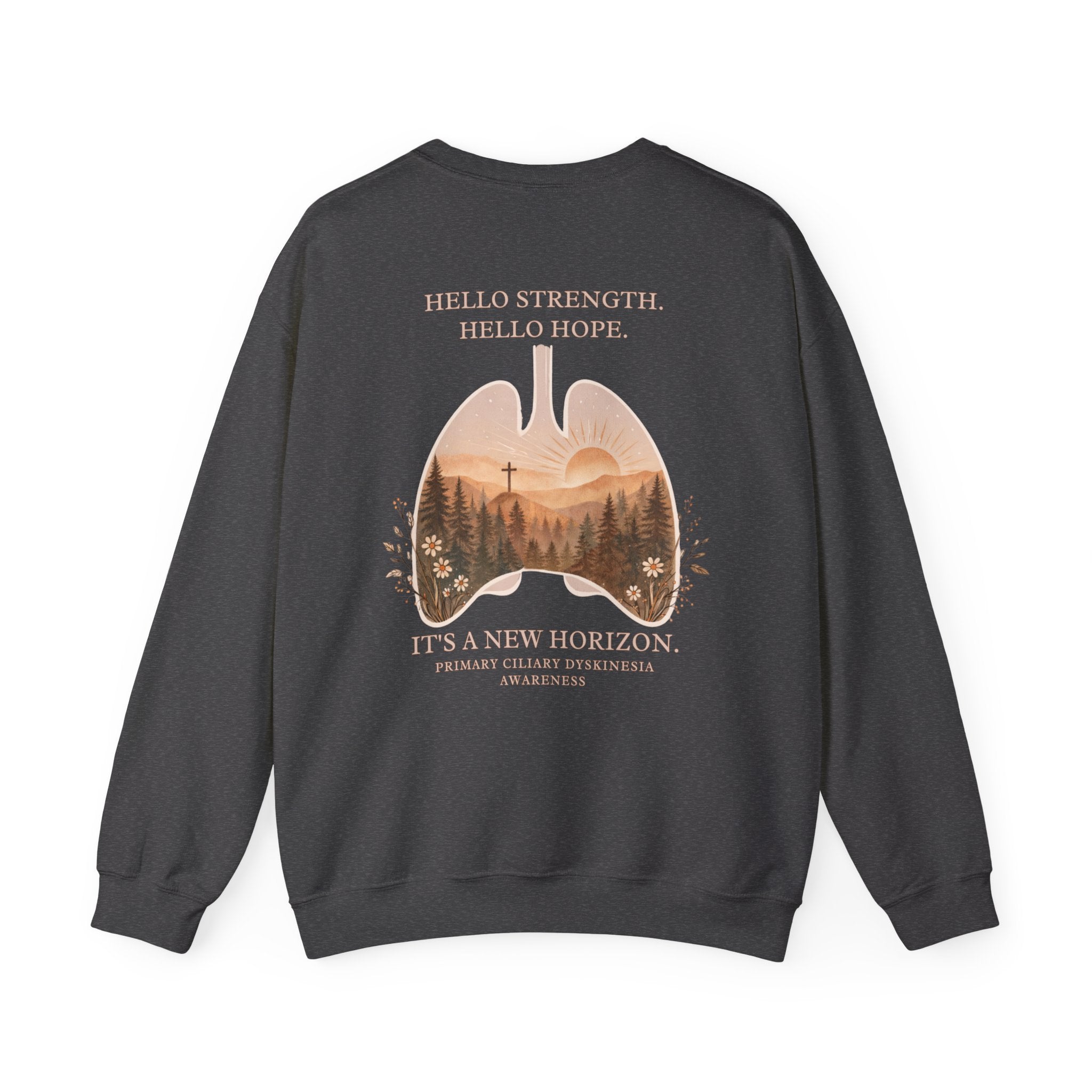 PCD Awareness Crewneck Sweatshirt — HELLO HOPE. NEW HORIZON.