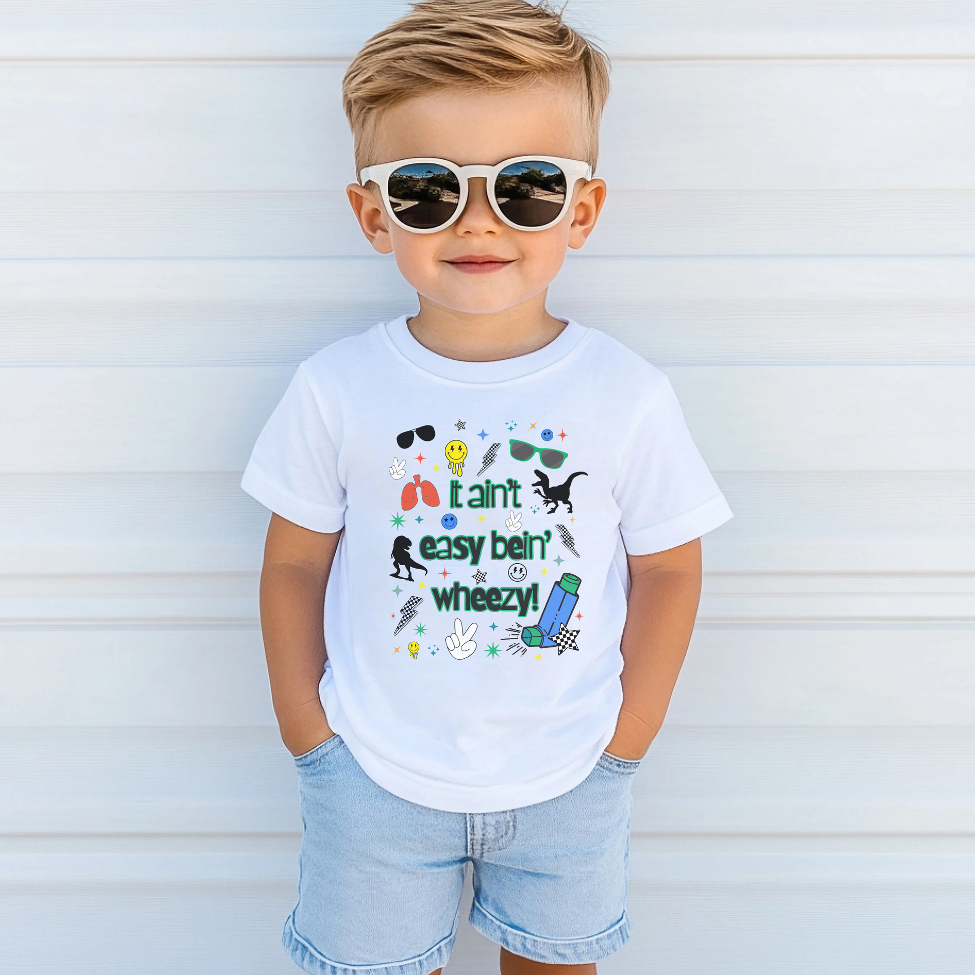 Toddler Tee - 'It Ain't Easy Bein' Wheezy' - Dino design
