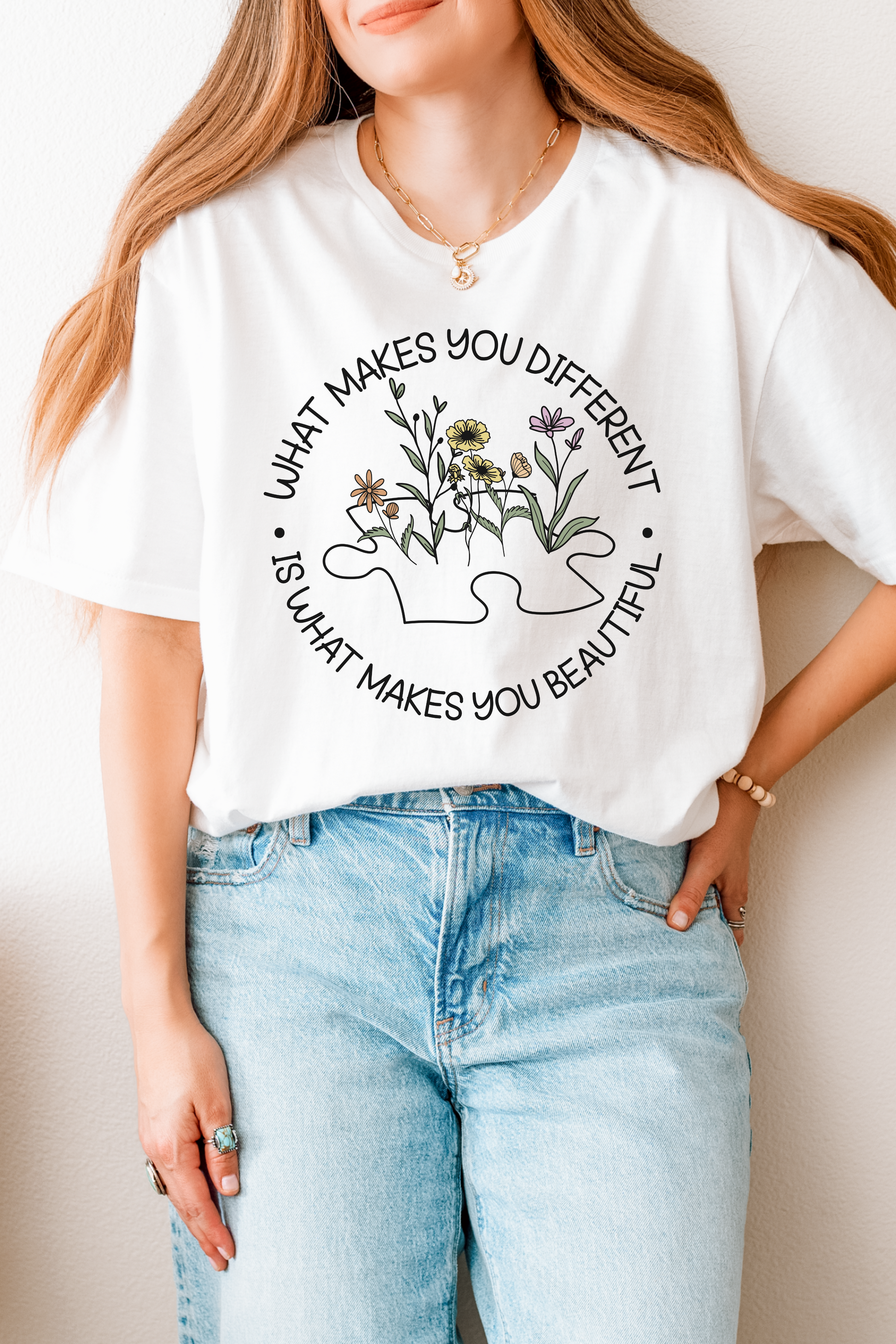 Autism Floral Circle Inspirational T-Shirt