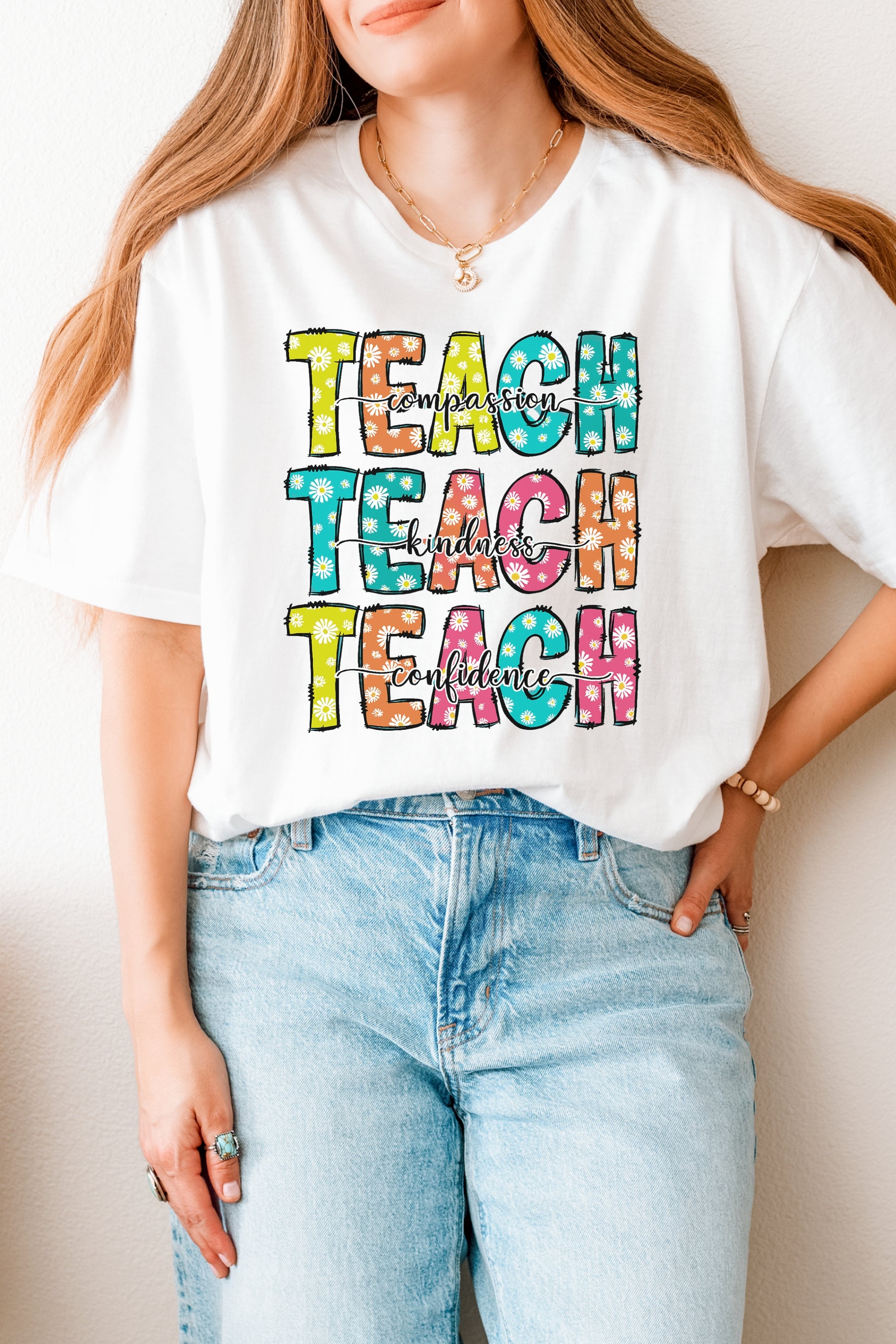 Colorful Teach T-Shirt for Educators, Perfect Gift for Teachers, Fun Classroom Apparel, Back to School, Teacher Appreciation Day