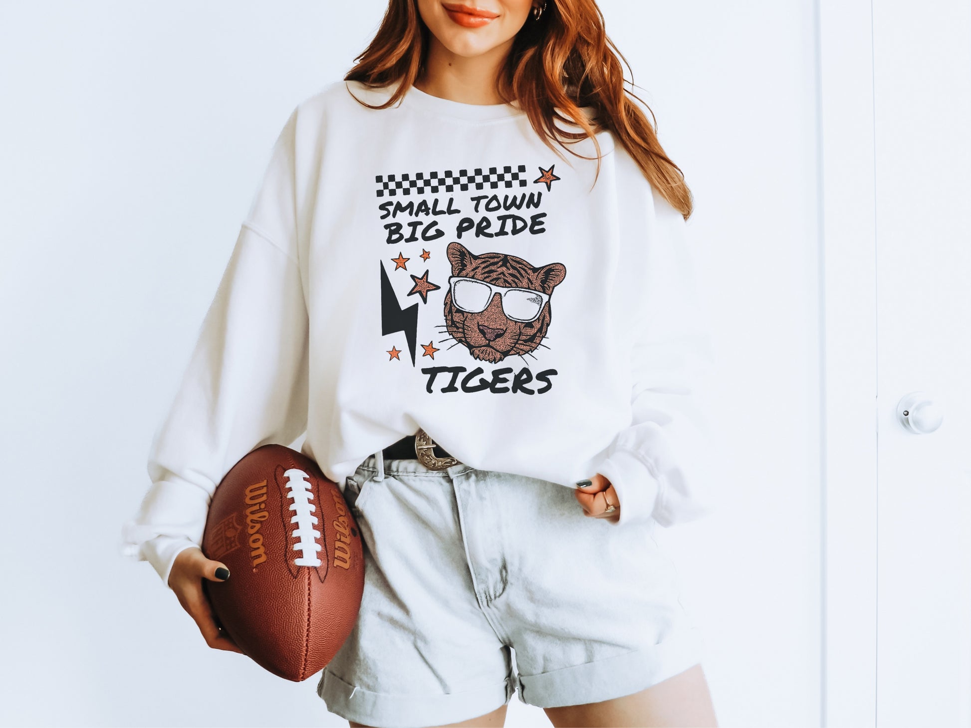 Small Town Big Pride Tigers Sweatshirt | Unisex Heavy Blend Crewneck | Pride Apparel | Casual Wear | Comfortable Gift