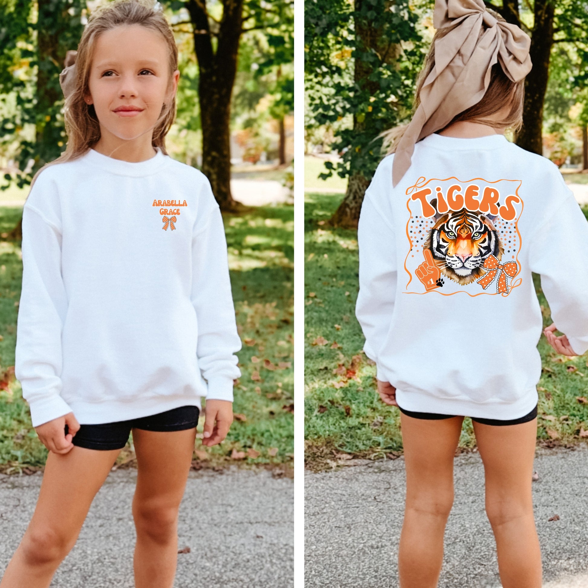 Arabella Grace Tigers Coquette Youth Sweatshirt—Customized! MSG Kursti for personalized listing for you!!!