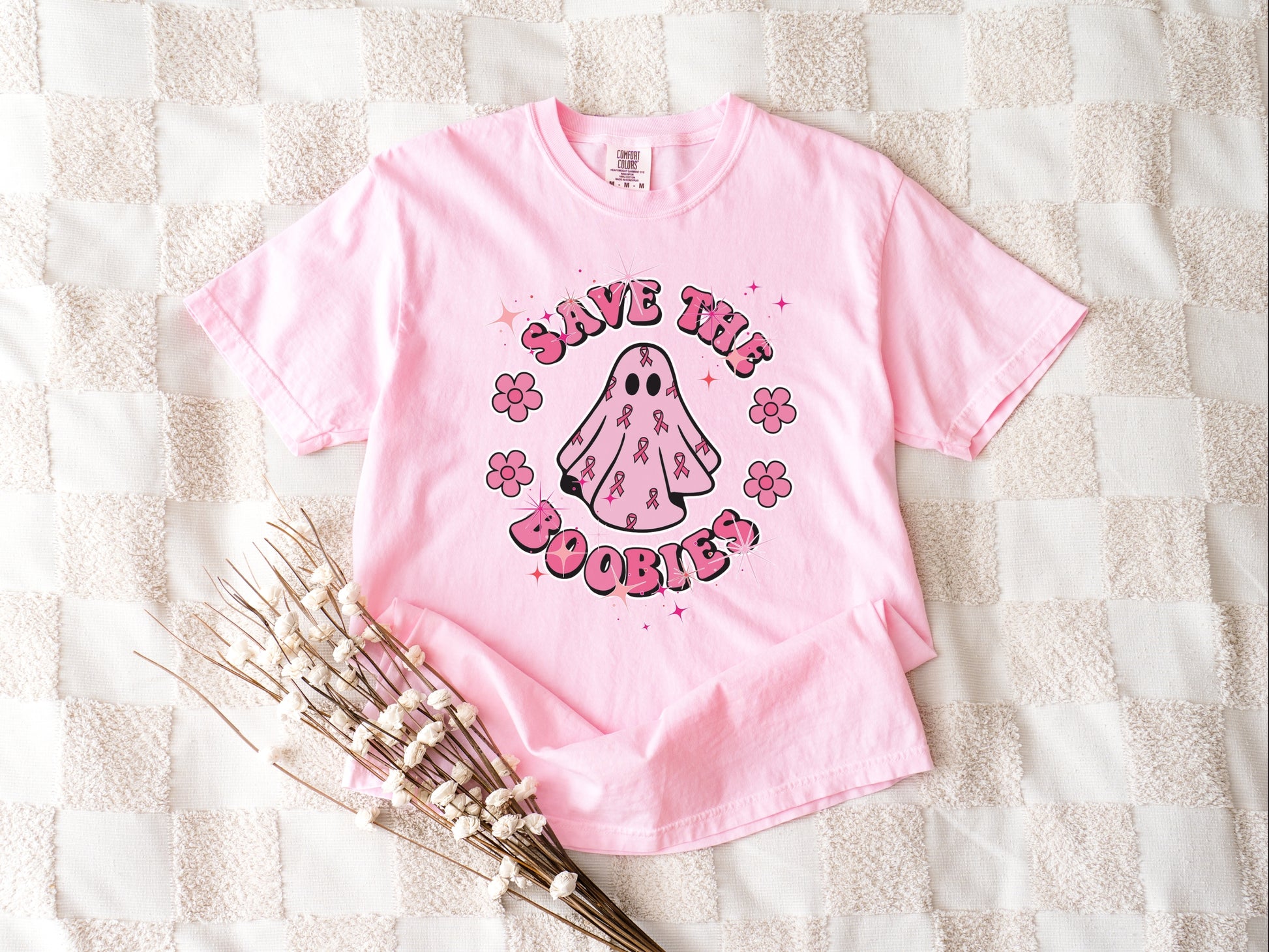 Save the Boobies T-shirt, Fun Activism Tee, Breast Cancer Awareness Shirt, Unisex Garment-Dyed Top, Casual Statement Wear