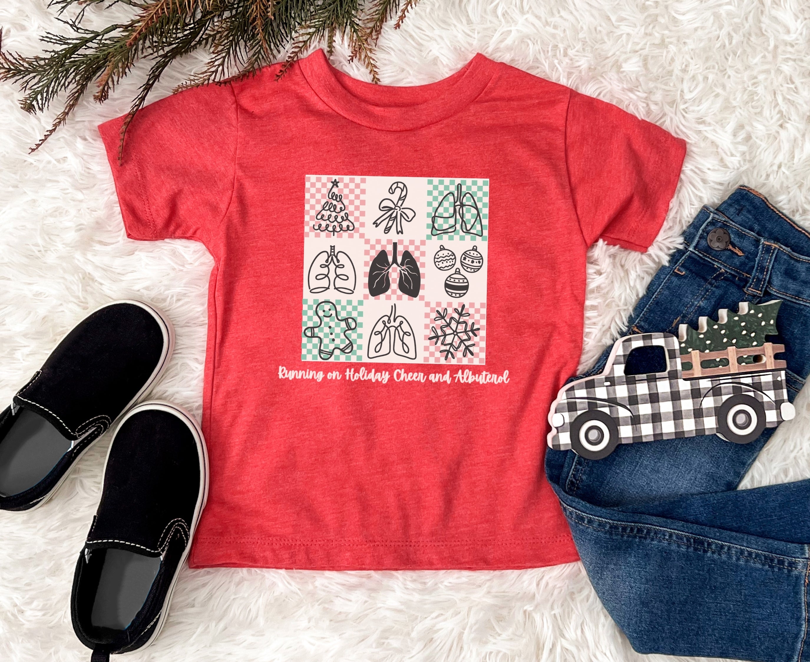 Toddler Running on Holiday Cheer and Albuterol