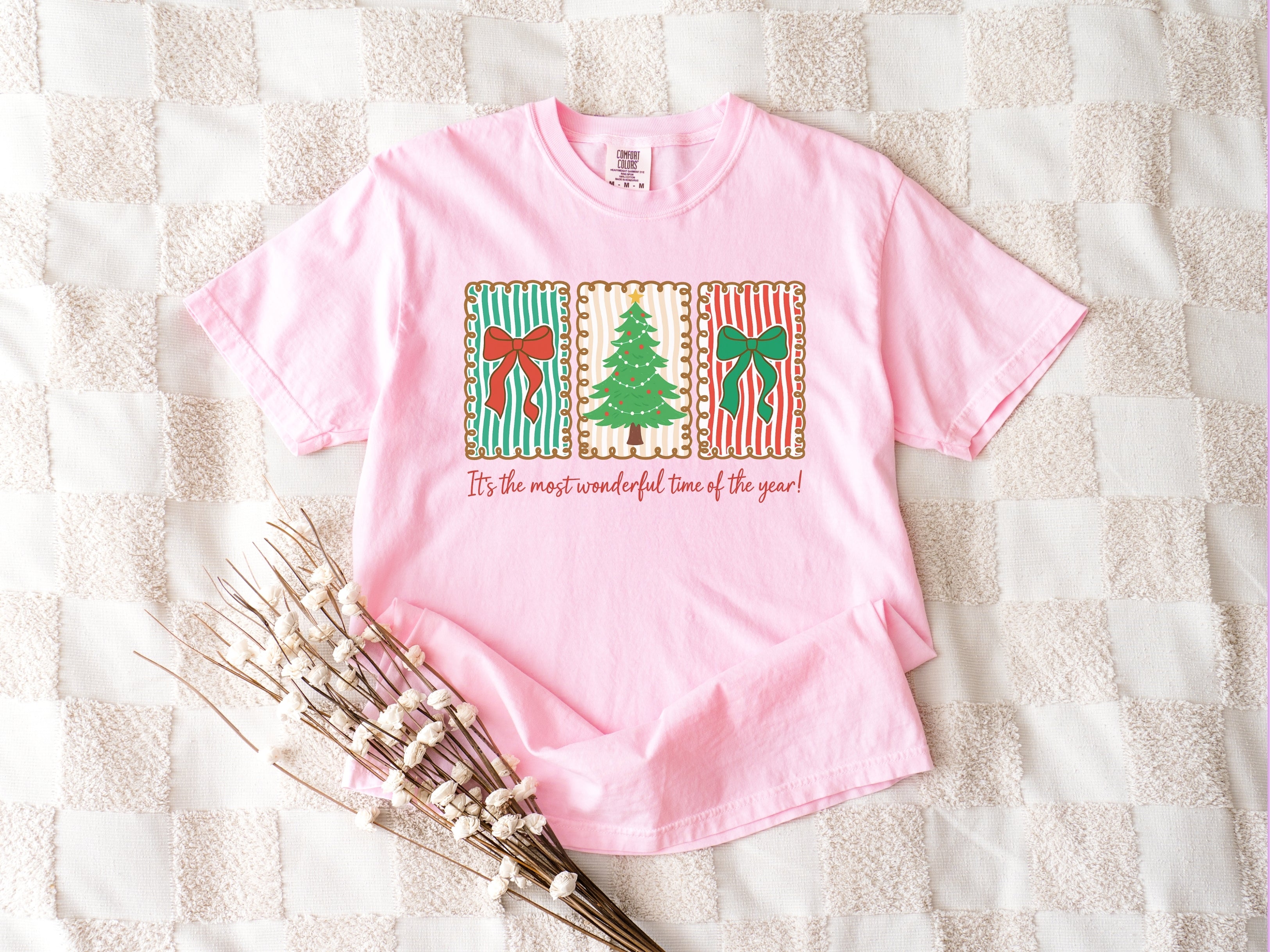 Christmas Tree & Bows Holiday T-Shirt — "It's the most wonderful time of the year"