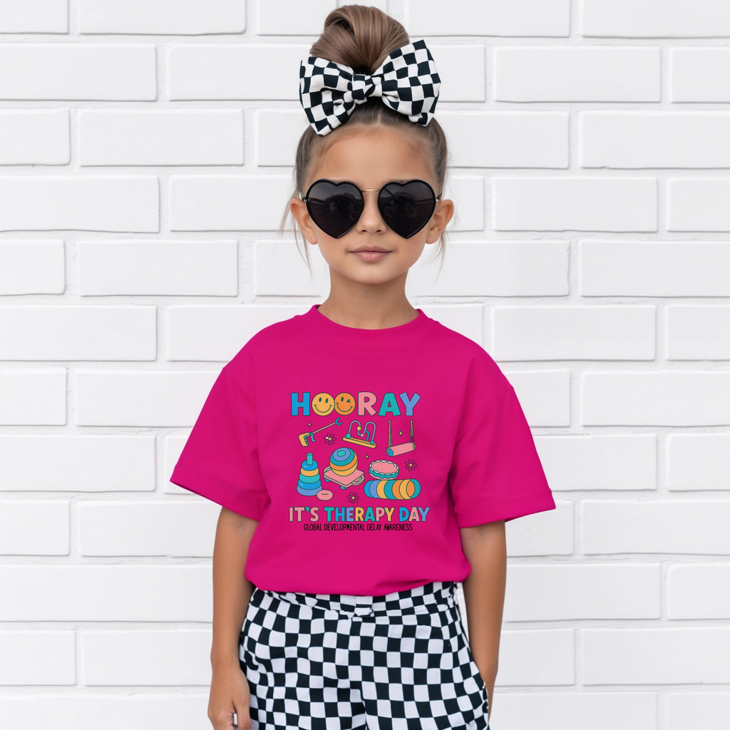 Kids T‑Shirt “Hooray It's Therapy Day” — GDD Awareness