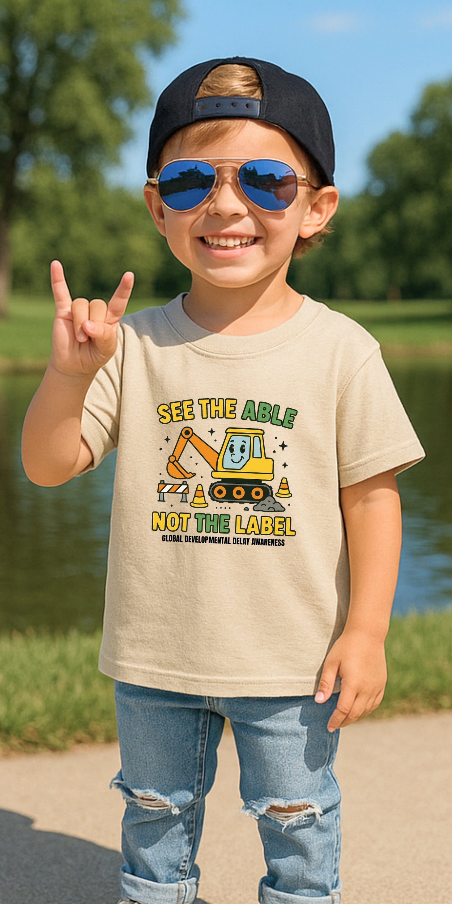 Toddler Tee — "See the Able Not the Label" Construction Excavator T-Shirt