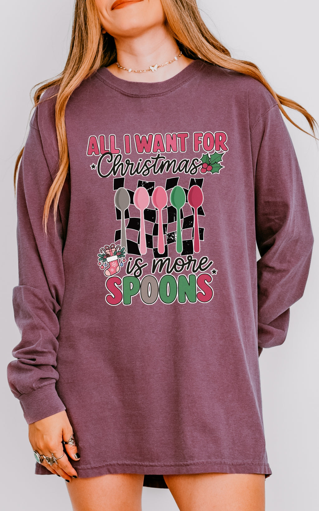 Christmas 'All I Want For Christmas Is More Spoons' Long Sleeve Tee