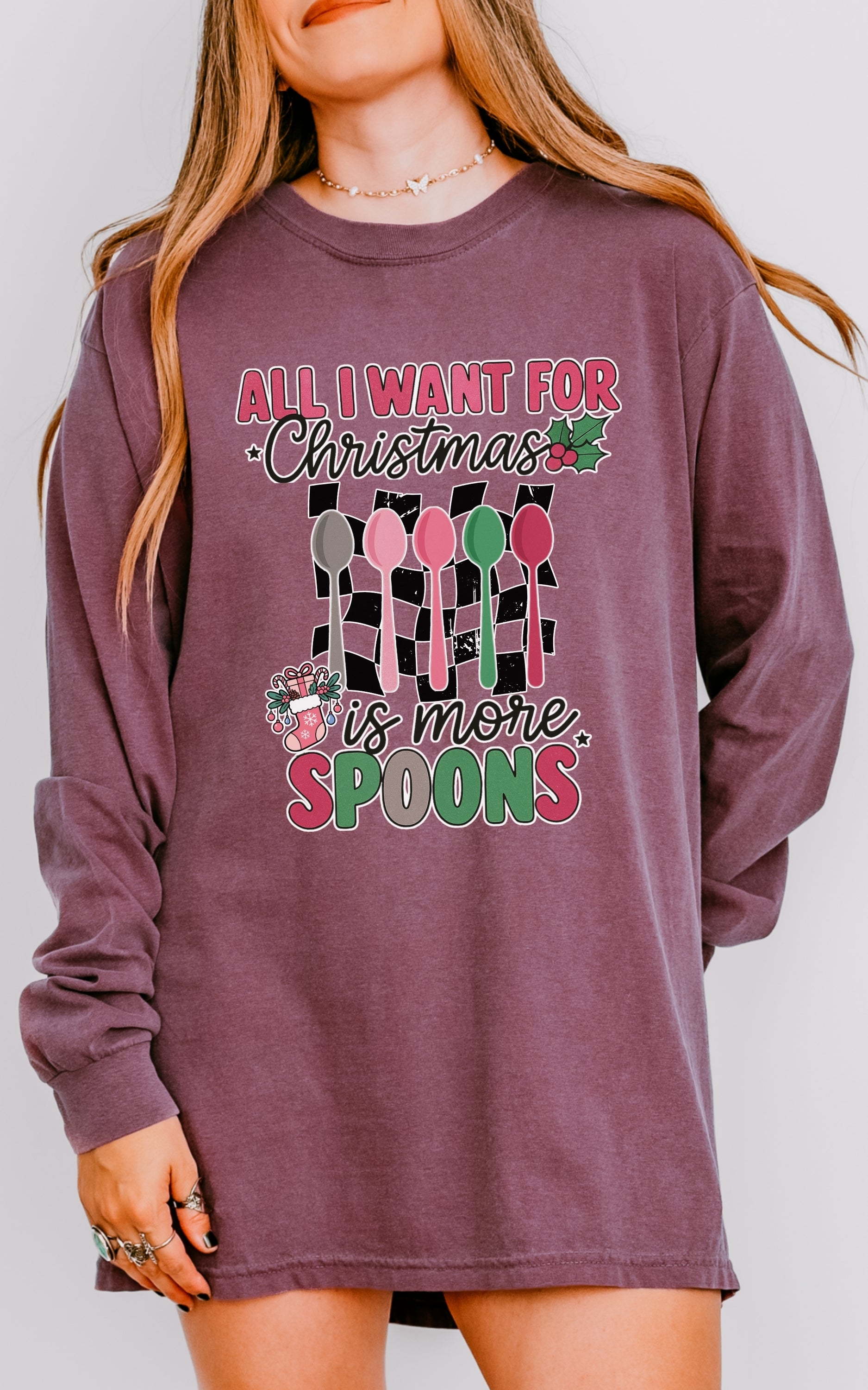 Christmas 'All I Want For Christmas Is More Spoons' Long Sleeve Tee