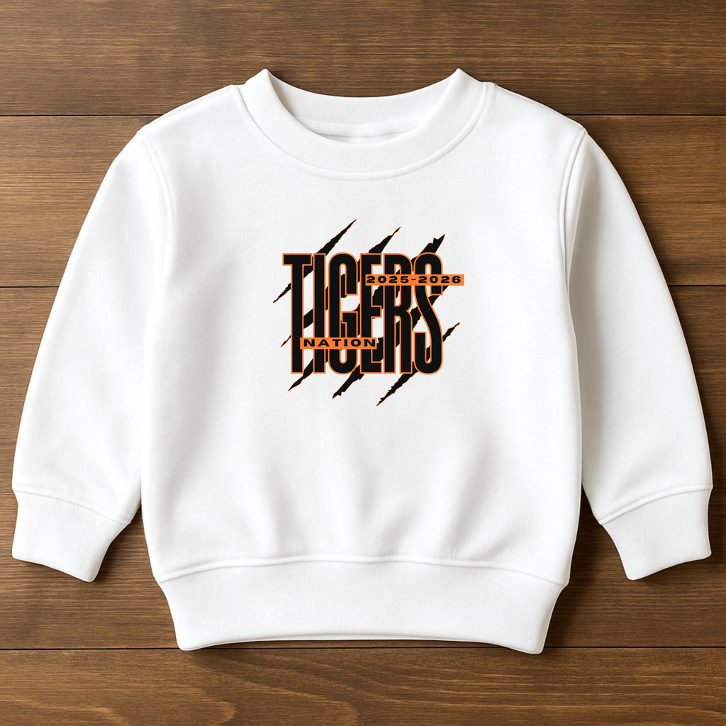 TODDLER Tiger Nation Crewneck Sweatshirt — Bold Tiger Graphic Pullover