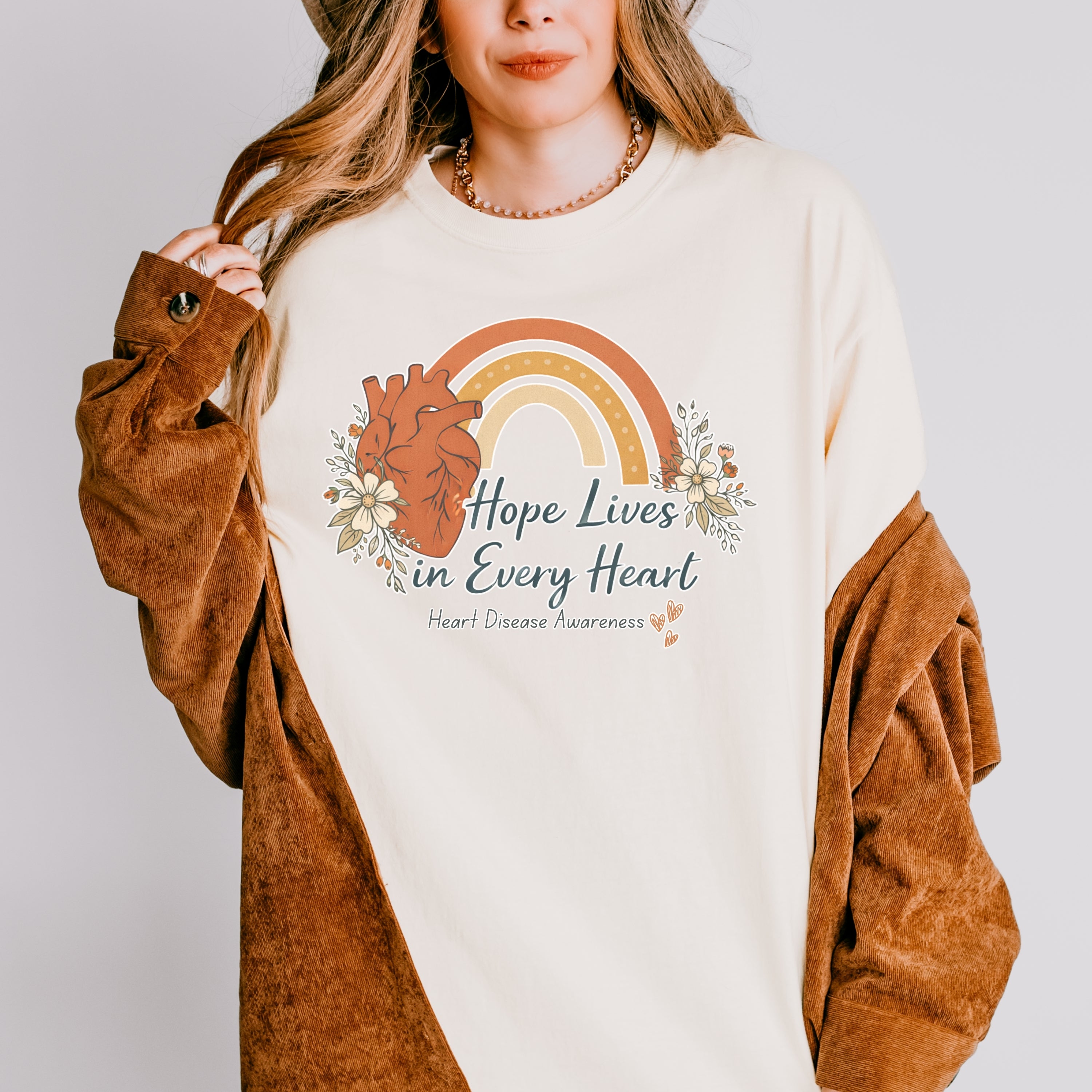 Hope Lives in Every Heart T-Shirt — Heart Disease Awareness Rainbow Tee