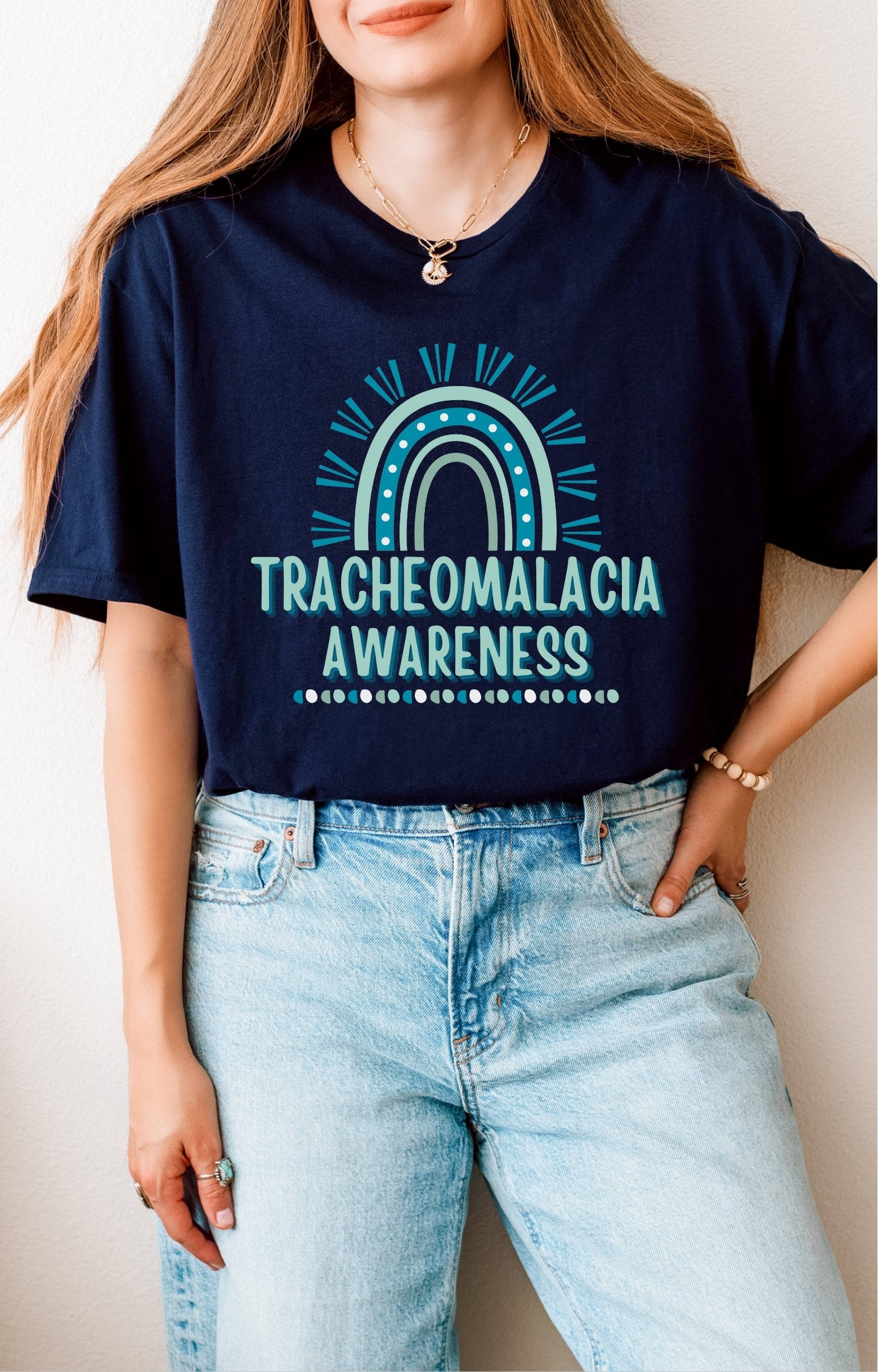 Tracheomalacia Awareness T-Shirt — Teal Rainbow Support Tee