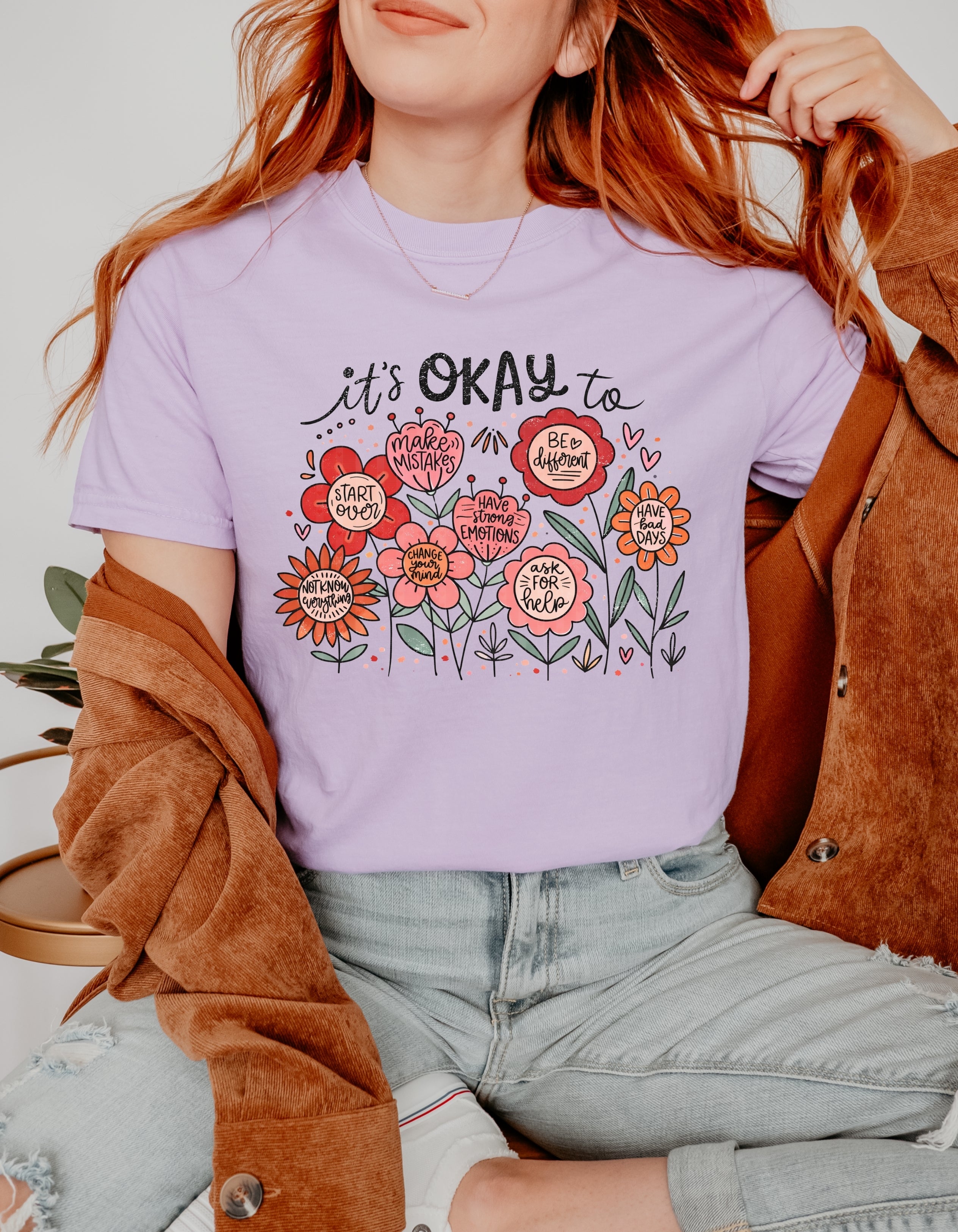 It's Okay to Bloom Floral T-Shirt — Positive Mental Health Shirt