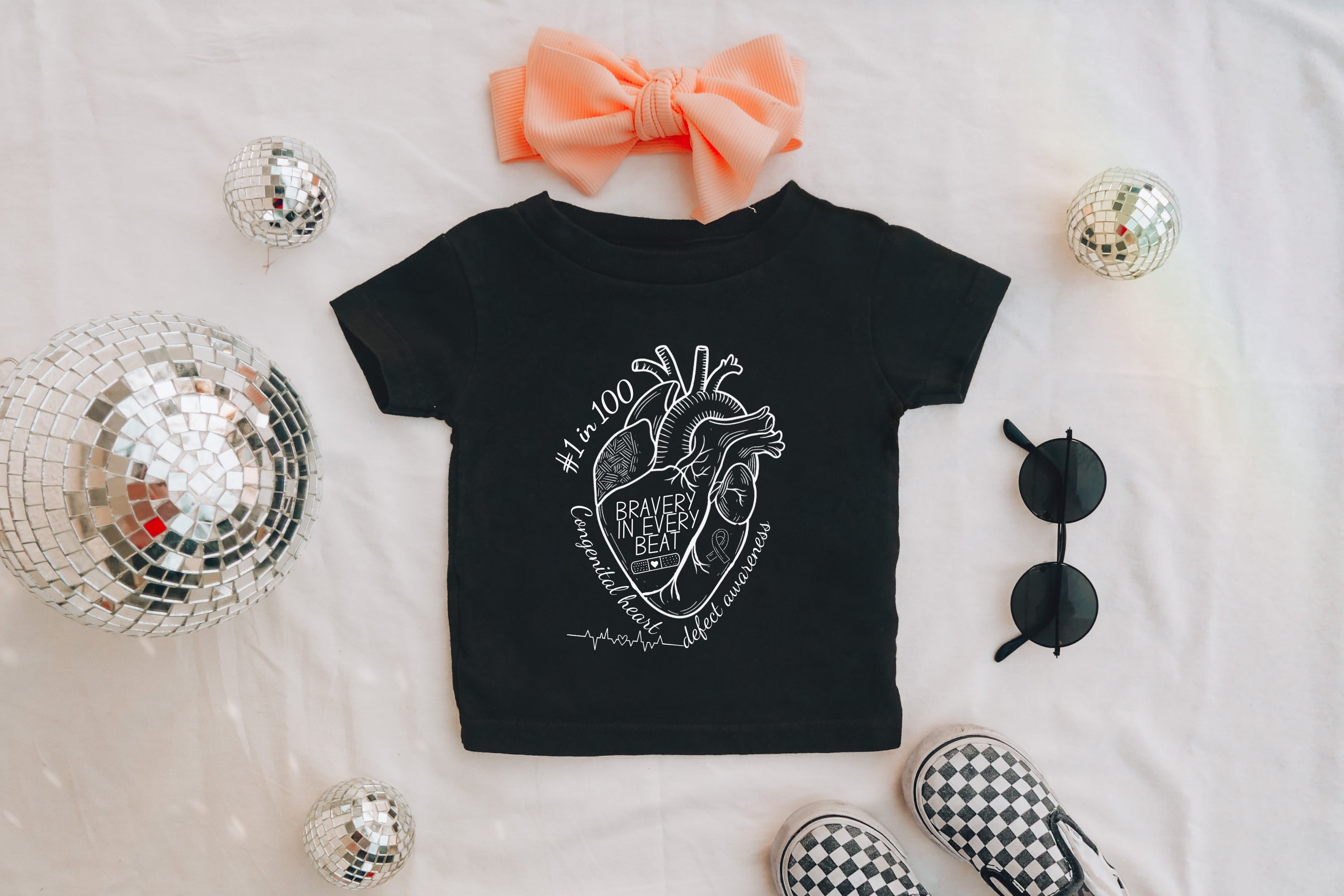 Toddler Tee — 'Bravery in Every Beat' CHD Heart Graphic