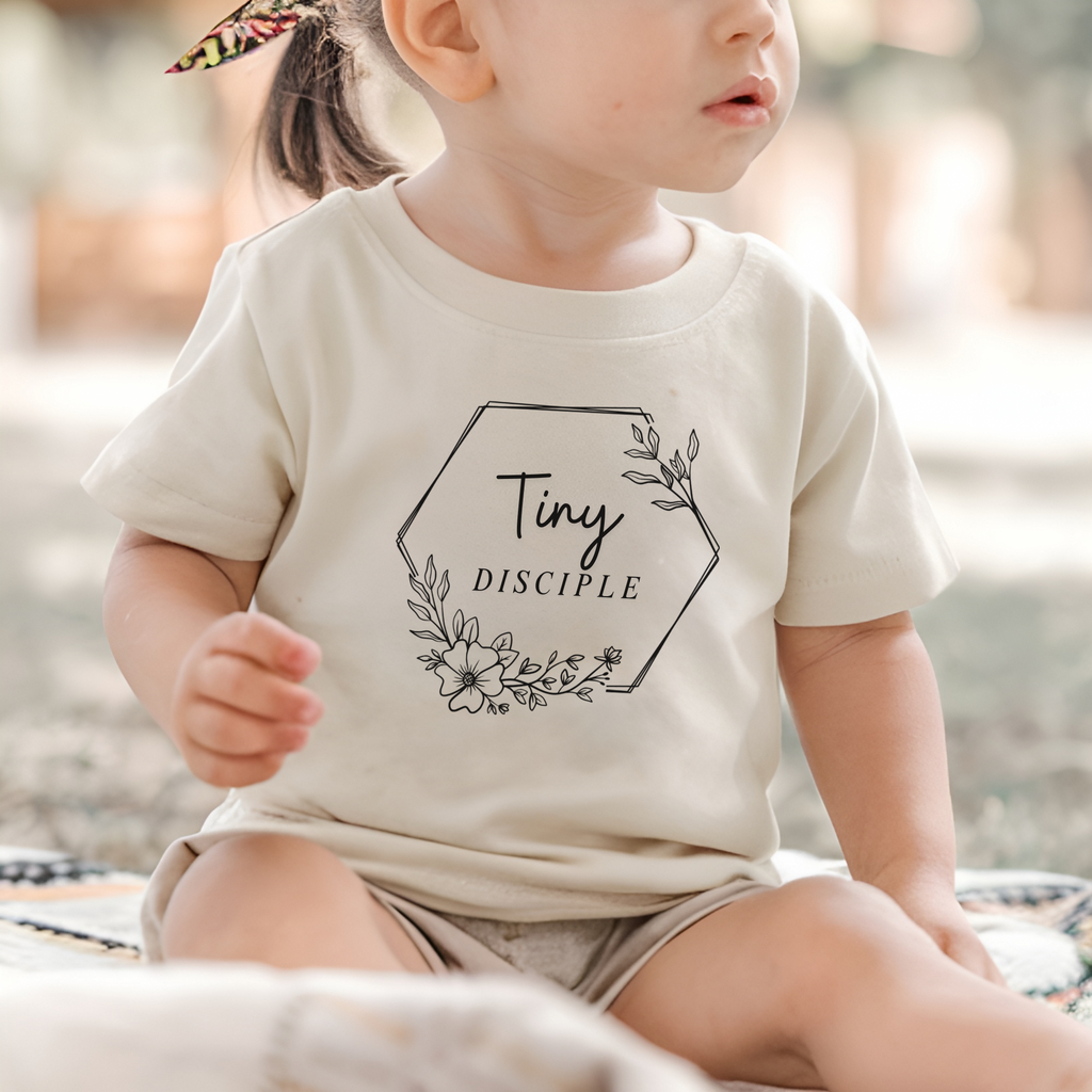 Toddler Tee - "Tiny Disciple" Floral Christian Baby Shirt
