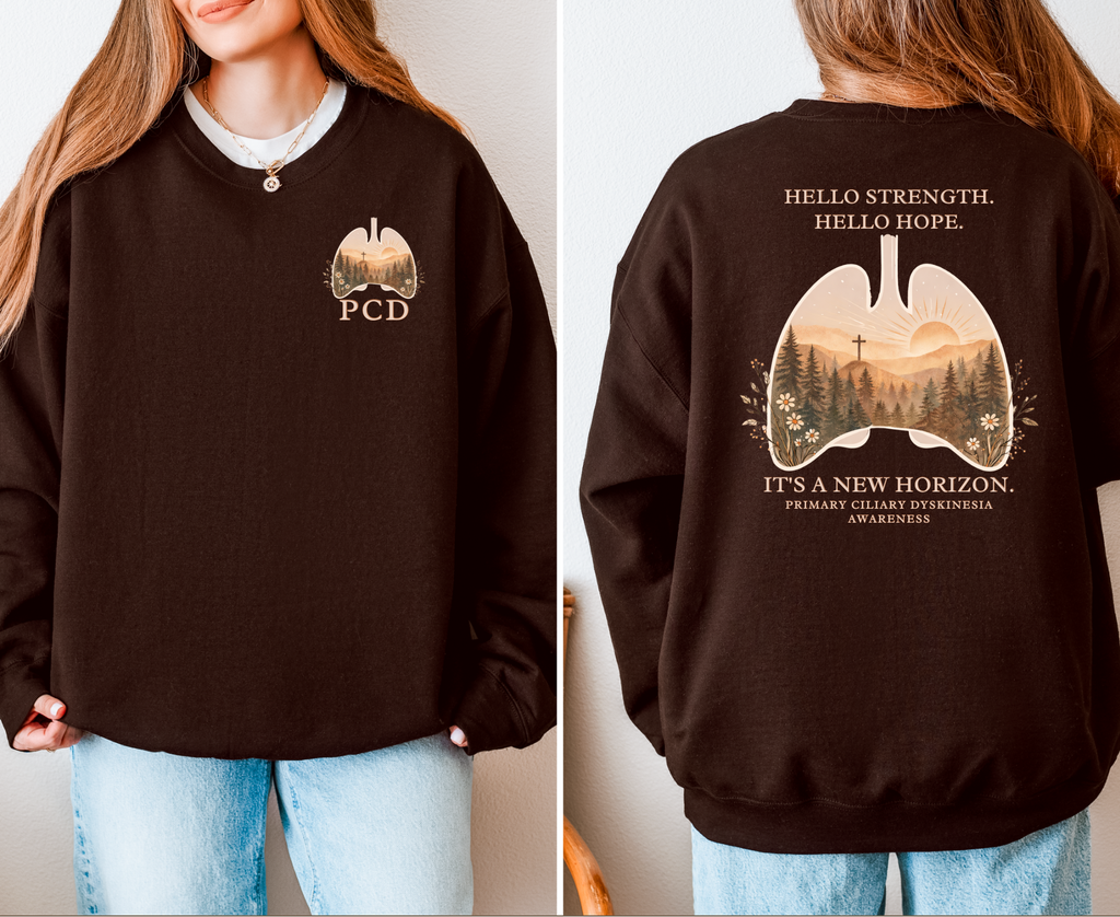 PCD Awareness Crewneck Sweatshirt — HELLO HOPE. NEW HORIZON.