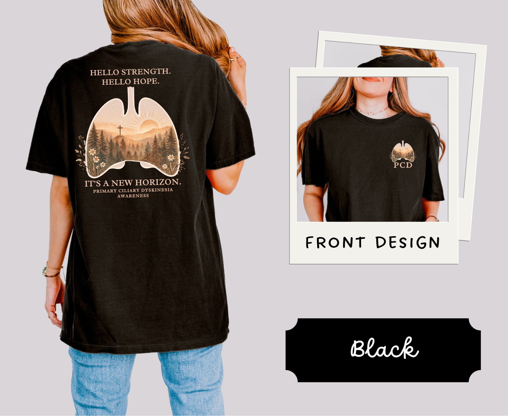 PCD Awareness Crewneck Sweatshirt — HELLO HOPE. NEW HORIZON. Tee