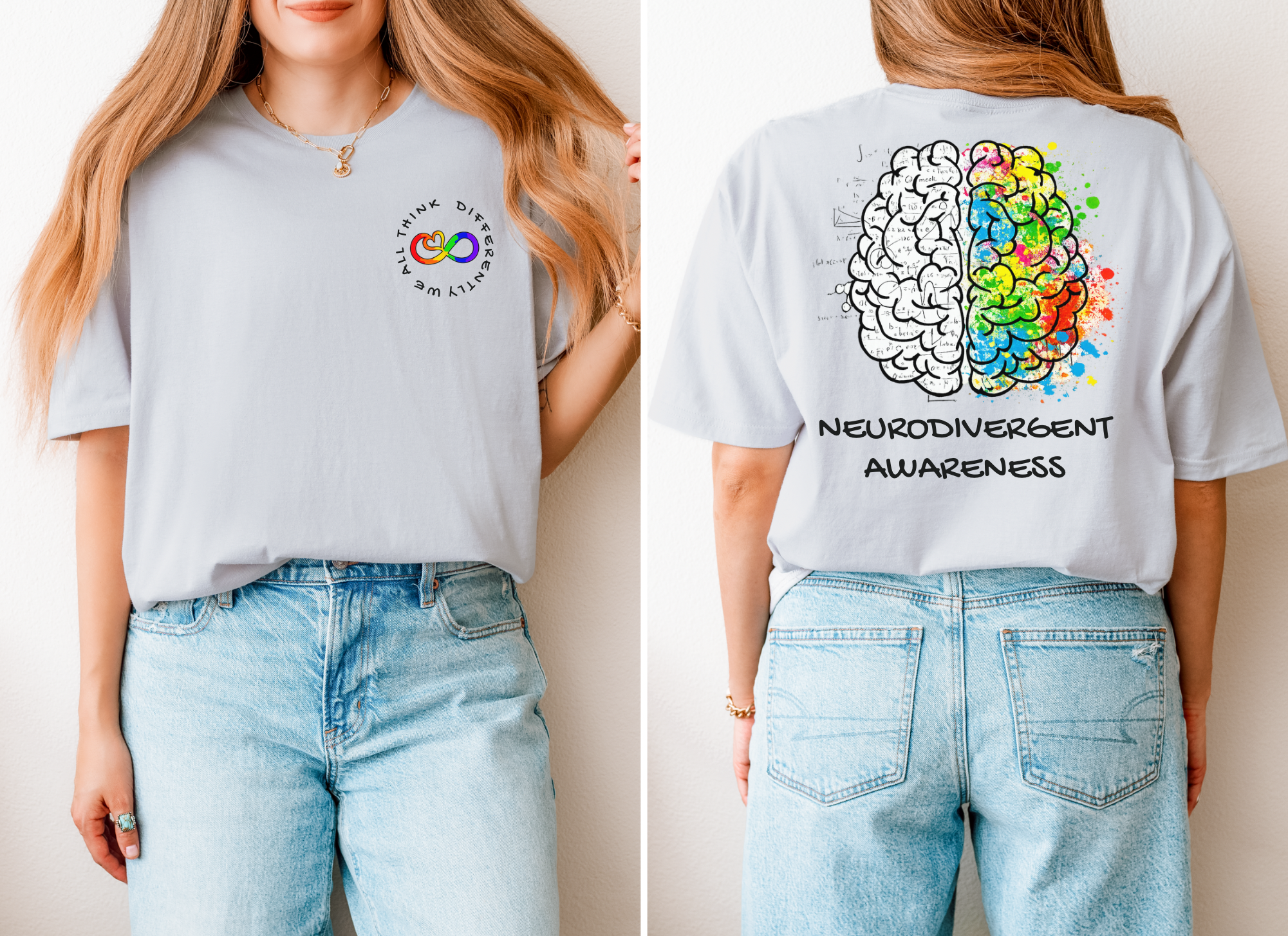 Neurodivergent Awareness T-Shirt — Colorful Brain Design