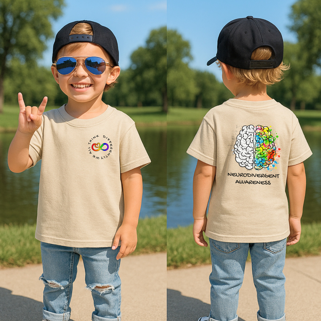 Toddler Neurodivergent Awareness T-Shirt — Colorful Brain Design