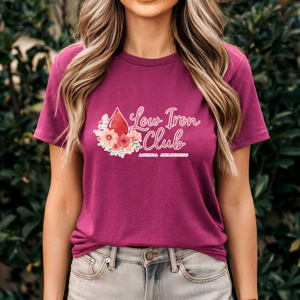 Low Iron Club Tee — Women’s Anemia Awareness Floral Shirt