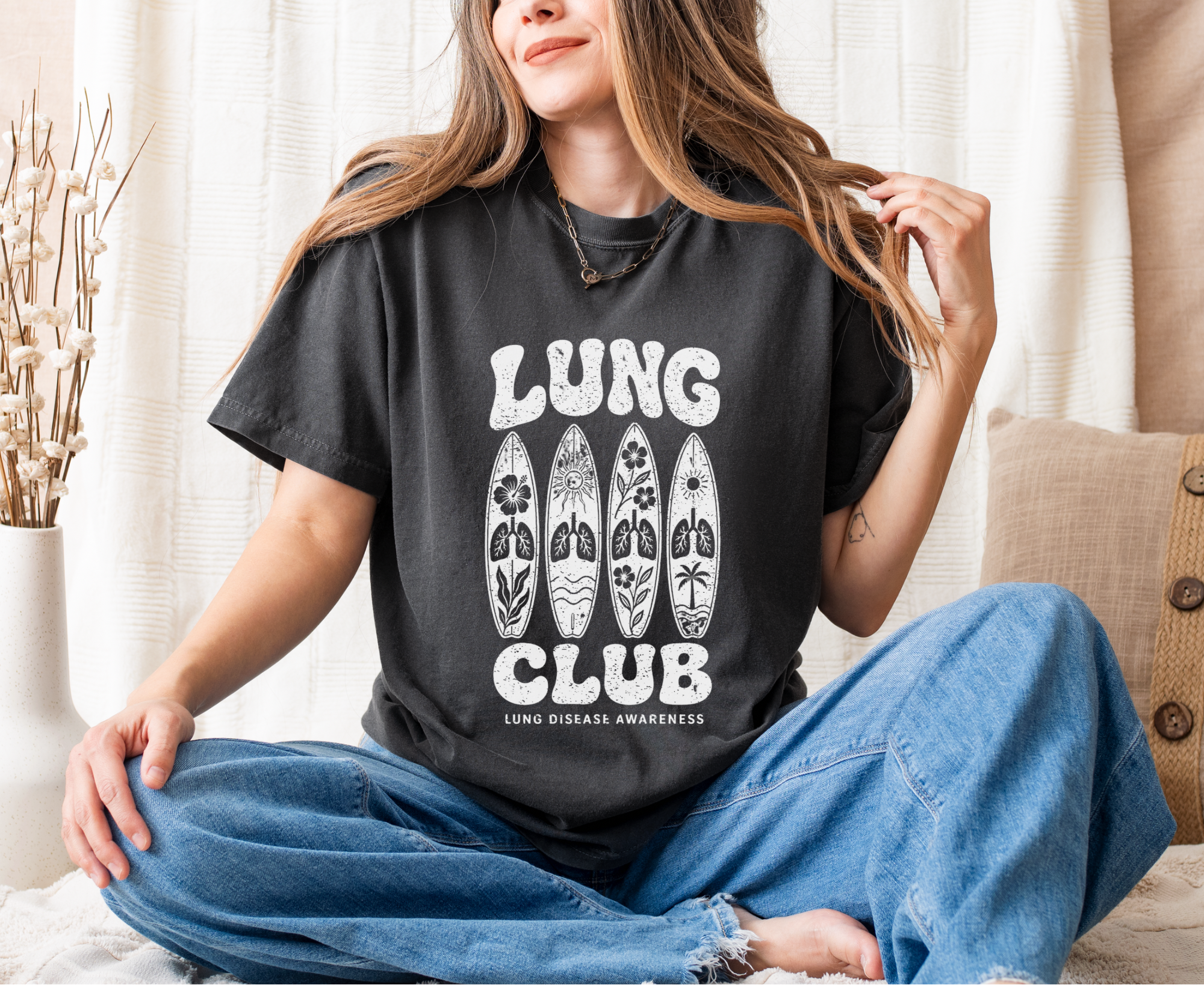 Surfboard 'Lung Club' Graphic T-Shirt — Retro Beach Vibe Tee