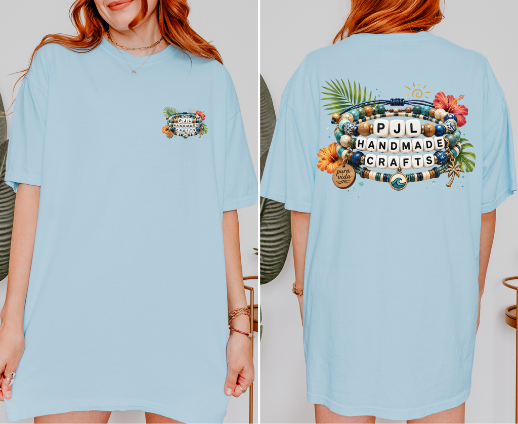 PJL Handmade Crafts Beaded Logo T-Shirt