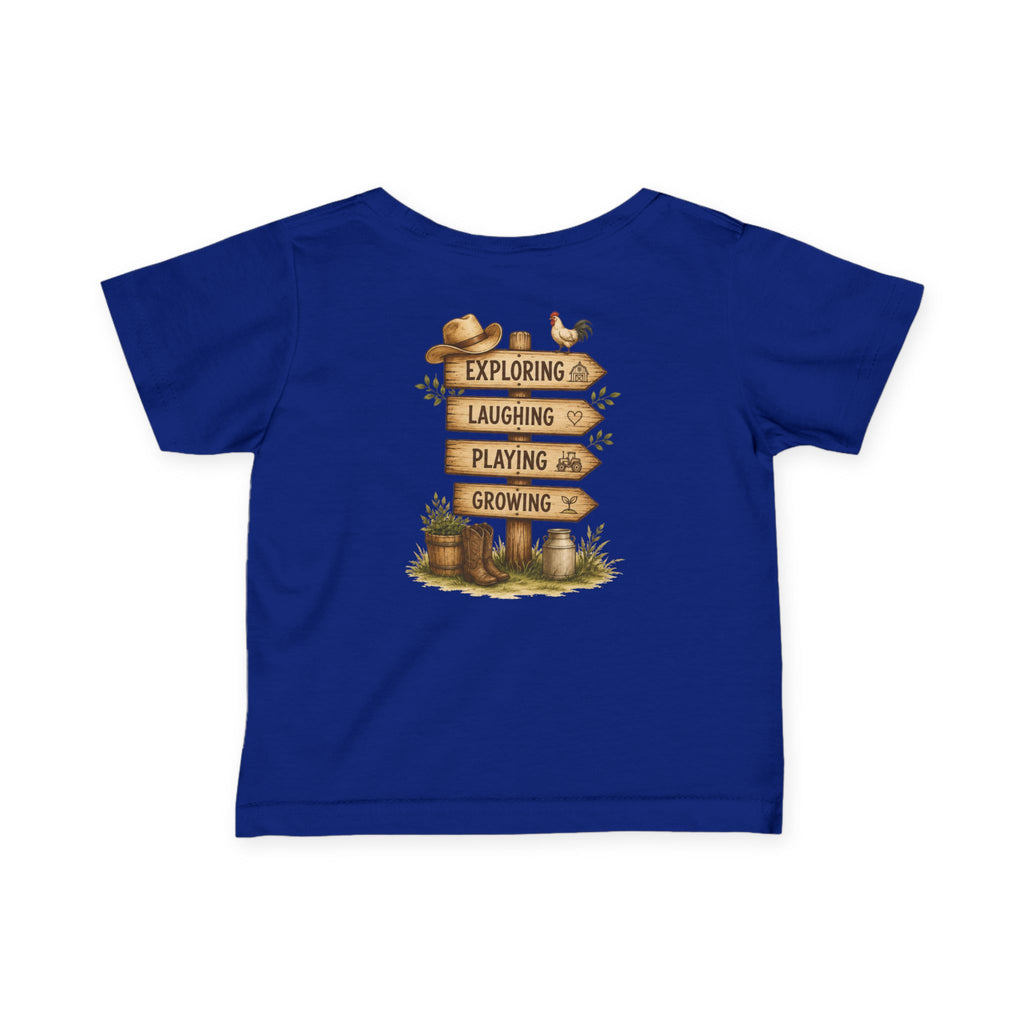 Infant Tee — “Grandkids Camp with Nonnie & Papa” Baby Shirt (Exploring, Laughing, Playing, Growing)