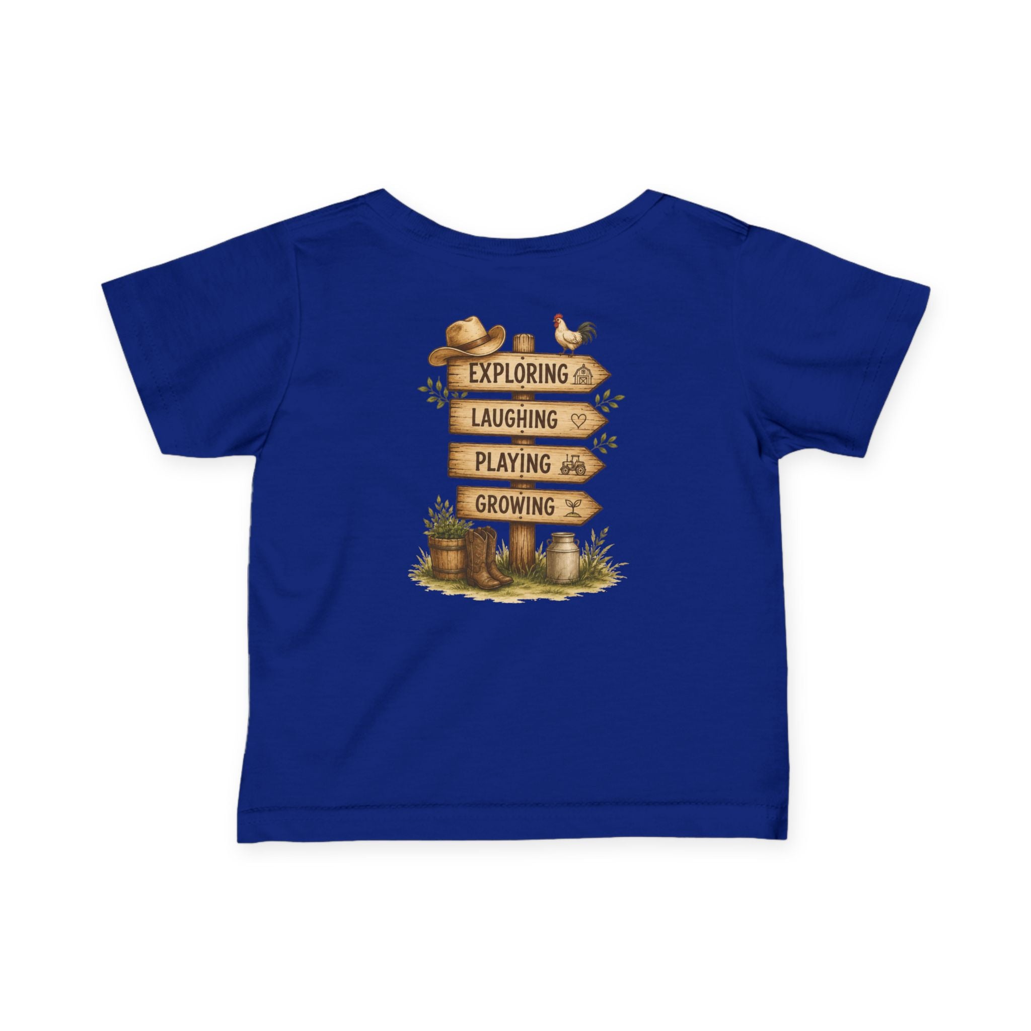 Infant Tee — “Grandkids Camp with Nonnie & Papa” Baby Shirt (Exploring, Laughing, Playing, Growing)