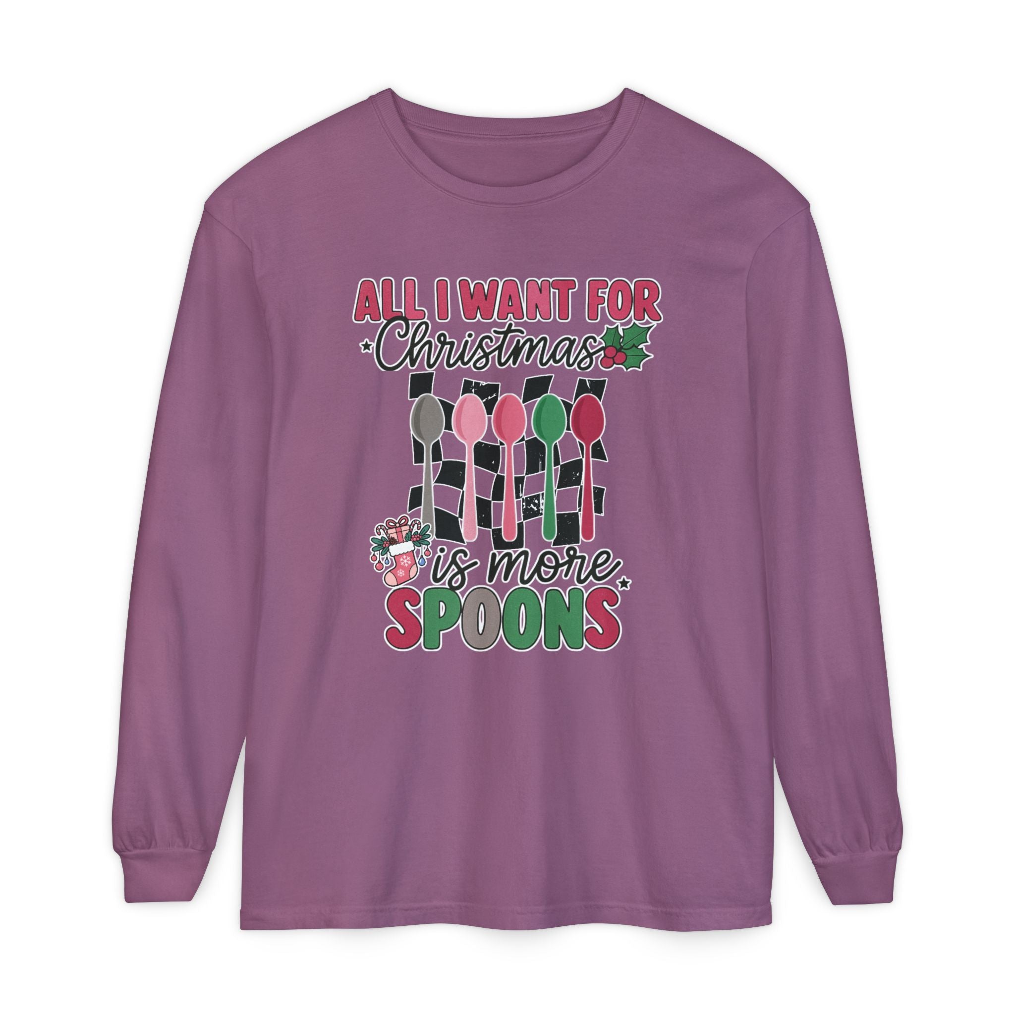 Christmas 'All I Want For Christmas Is More Spoons' Long Sleeve Tee